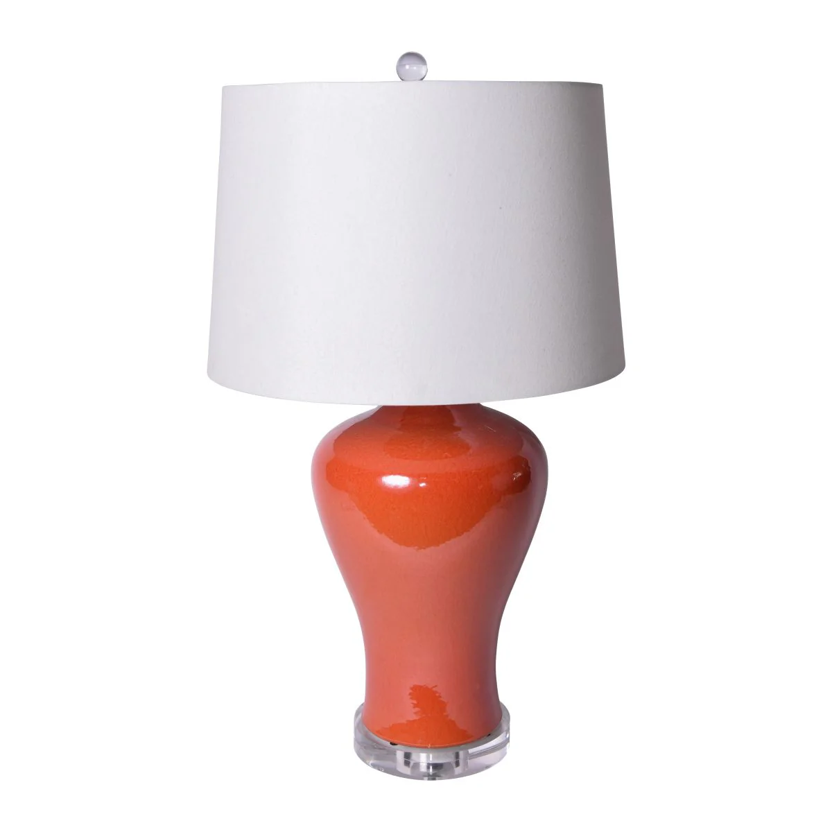Legend of Asia Orange Crackle Prunus Table Lamp