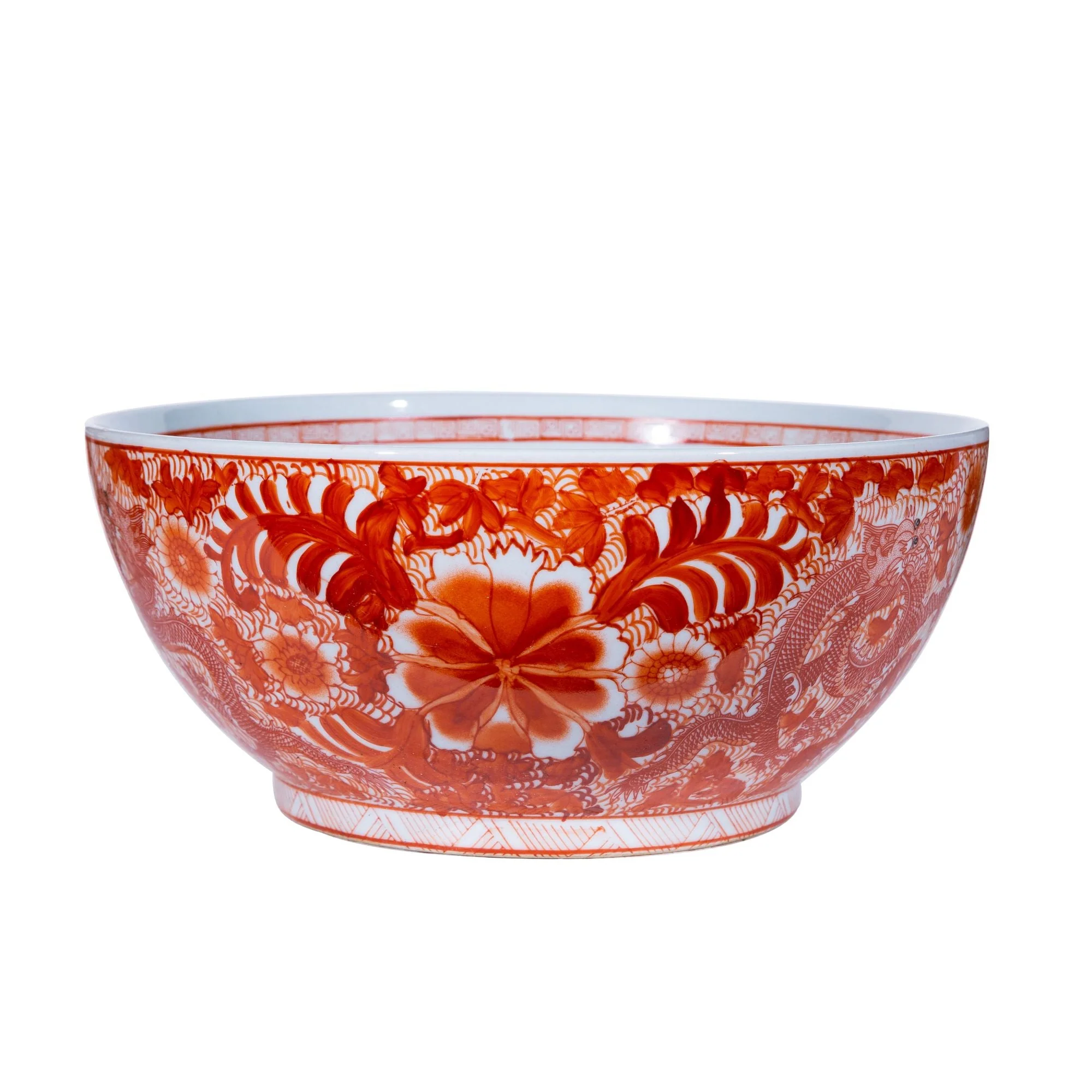 Legend of Asia Orange Dragon Flower Bowl
