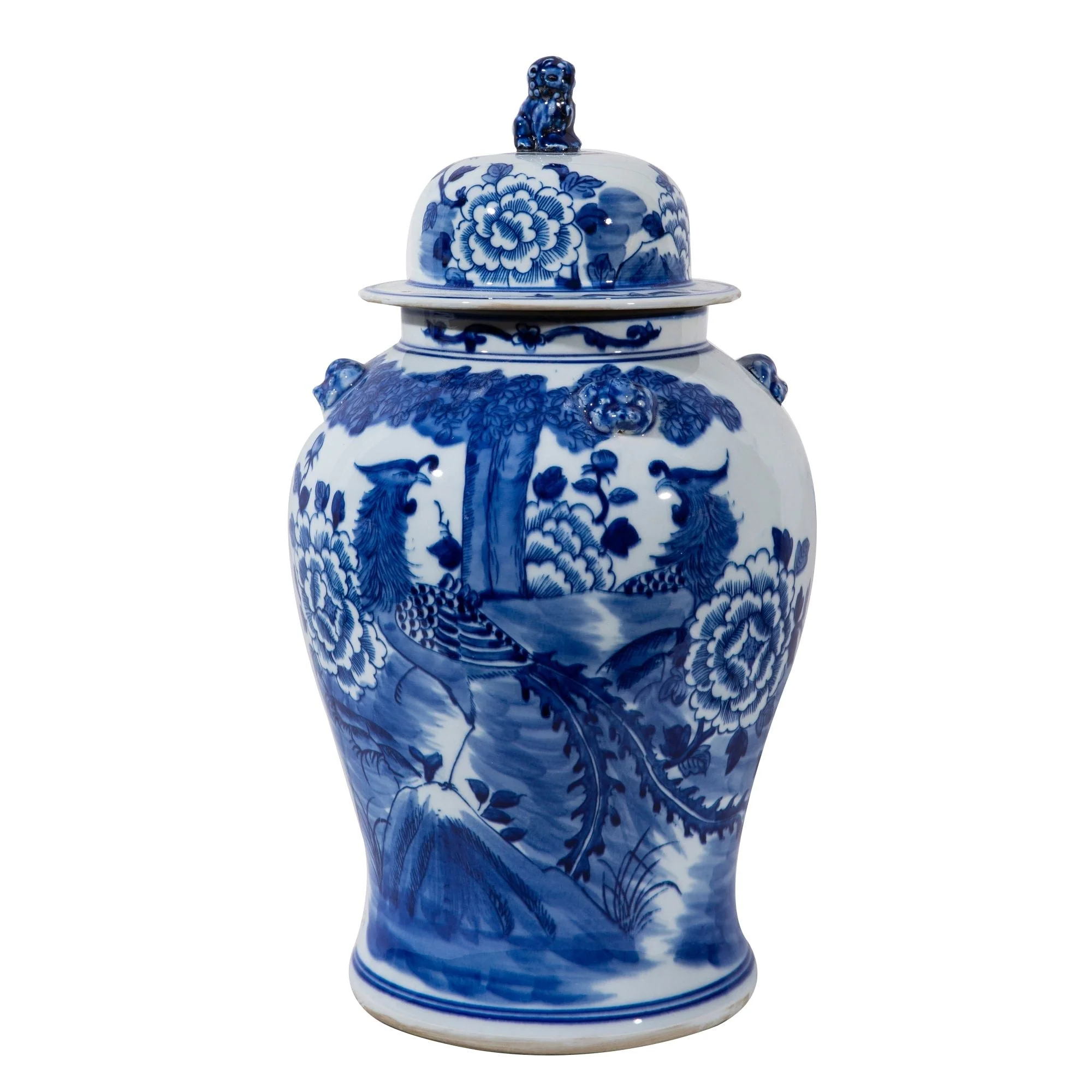 Legend of Asia Phoenix Tree  Lion Handle Temple Jar Small