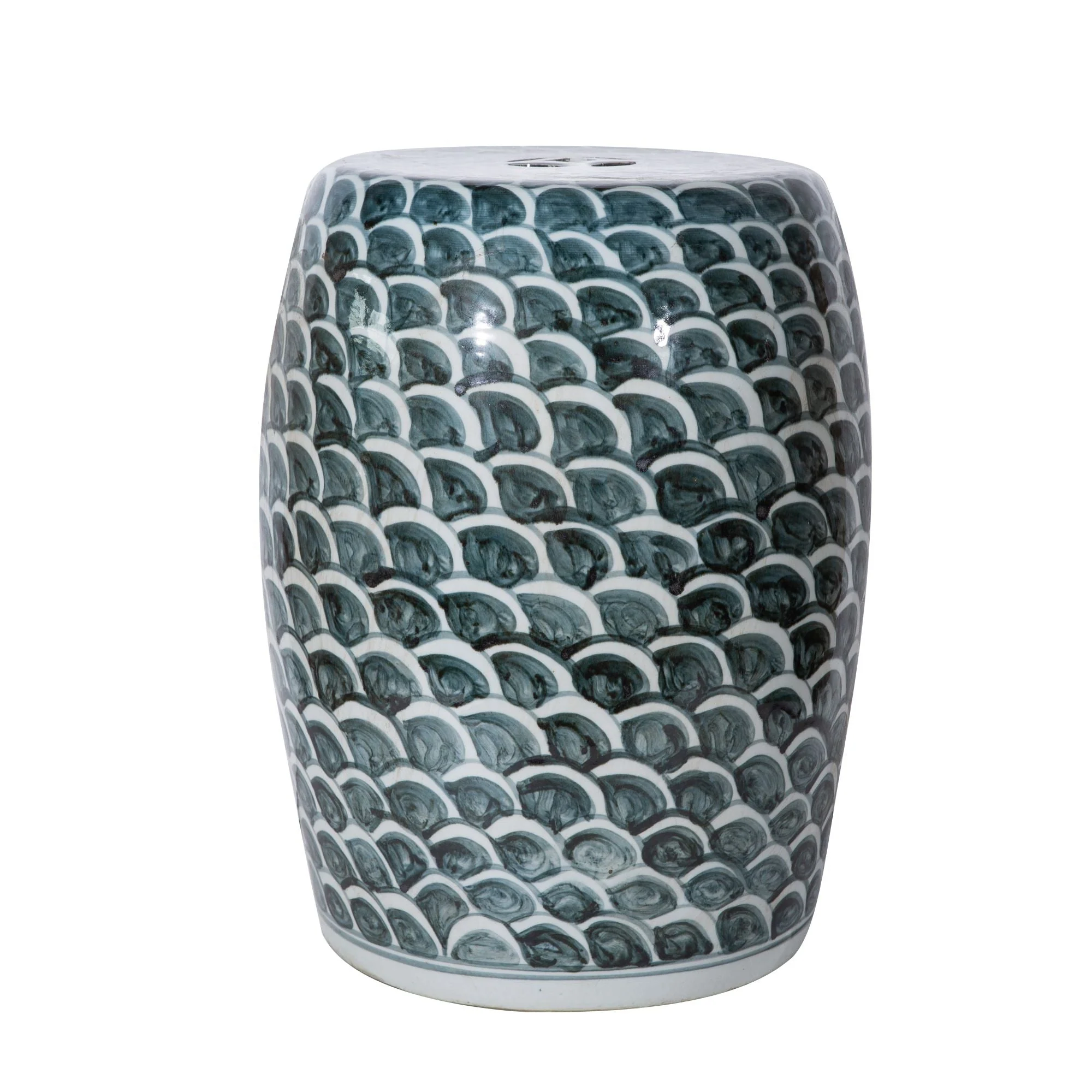 Legend of Asia Rustic Blue Fish Scale Porcelain Garden Stool