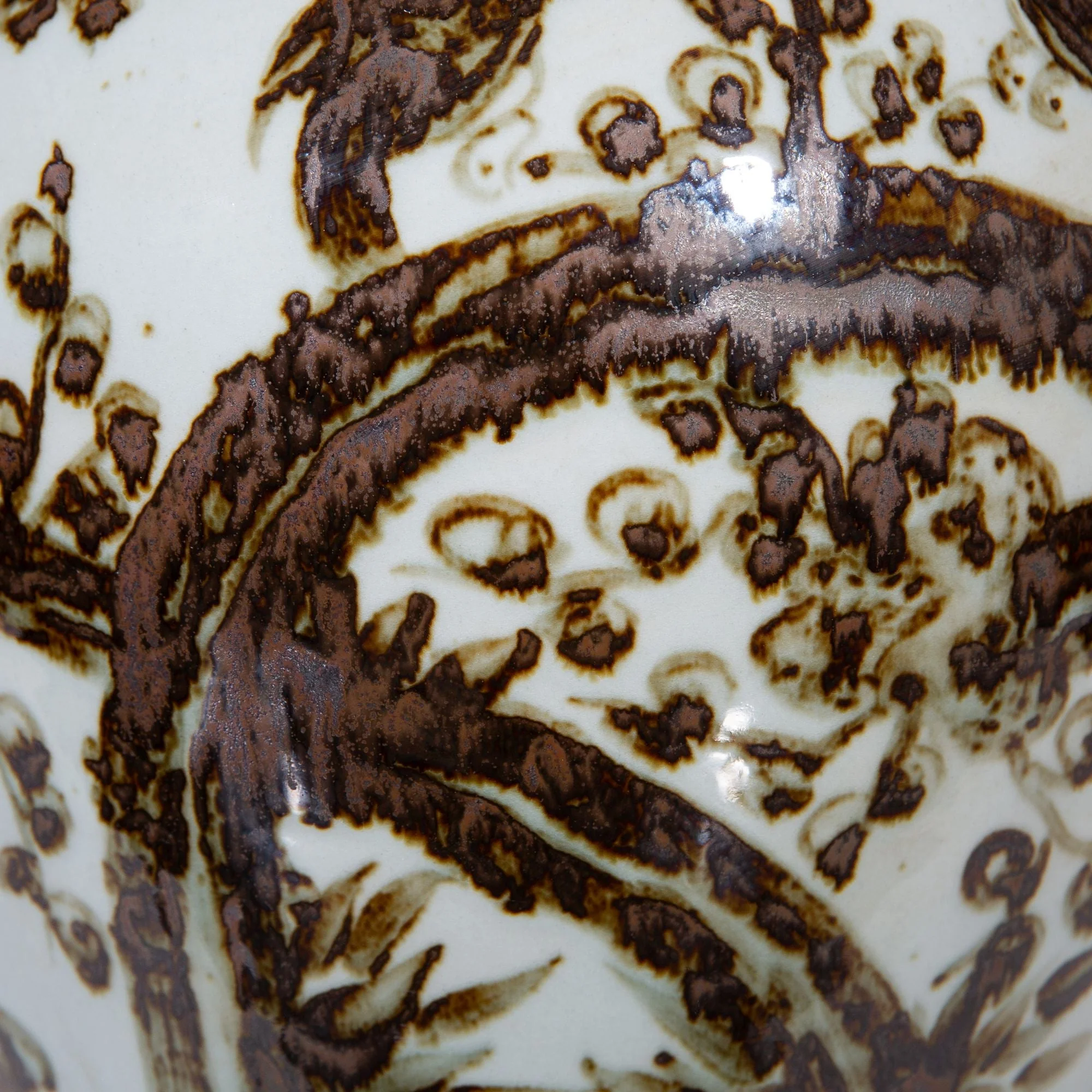 Legend of Asia Rustic Brown Magpie On Treetop Porcelain Temple Jar - Large - Image 3