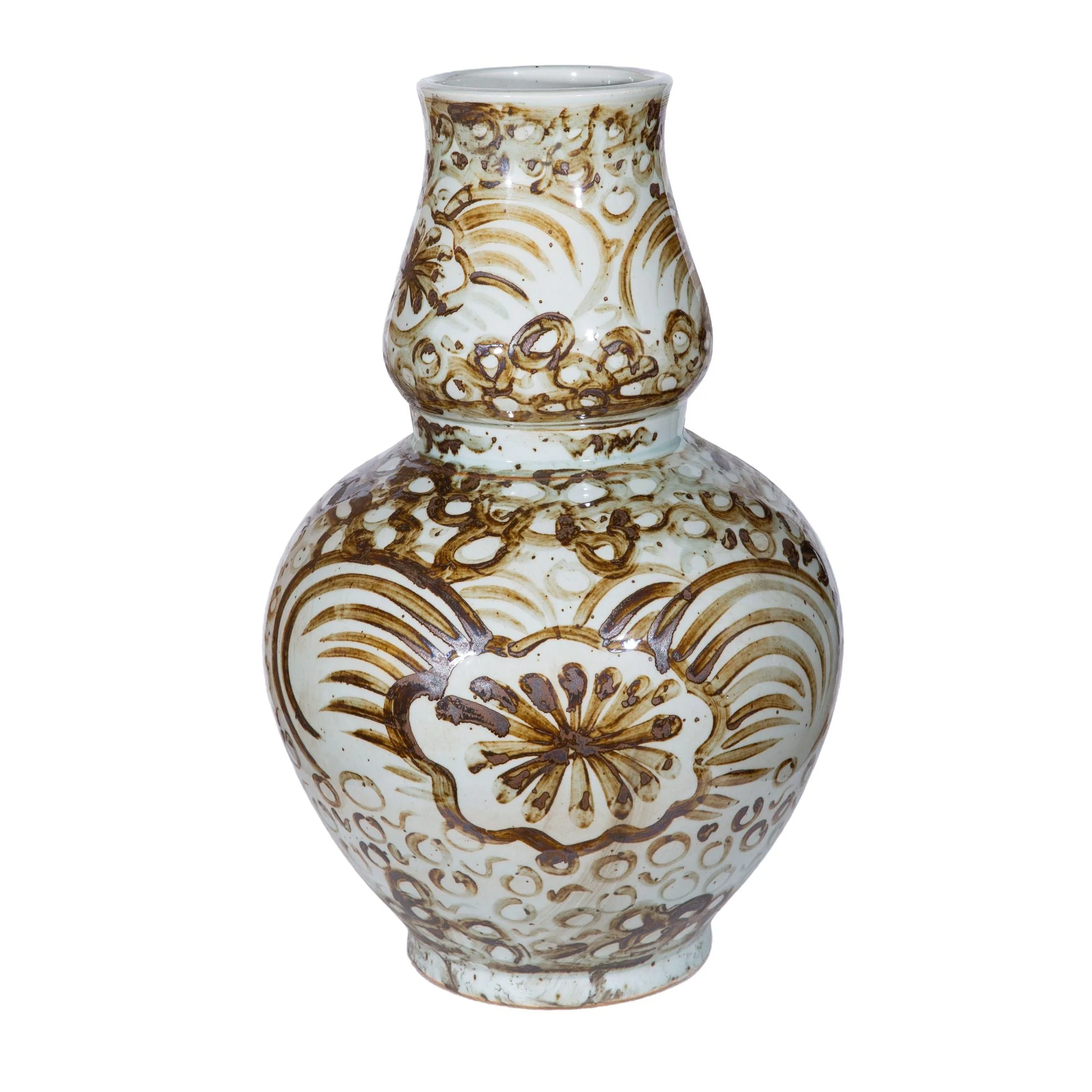 Legend of Asia Rustic Brown Sea Flower Gourd Vase