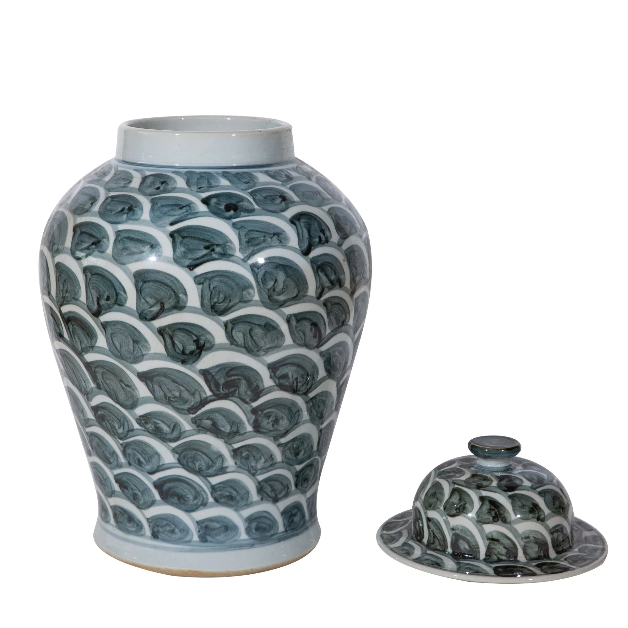 Legend of Asia Rusty Blue Fish Scale Temple Jar Large - Small - Image 2