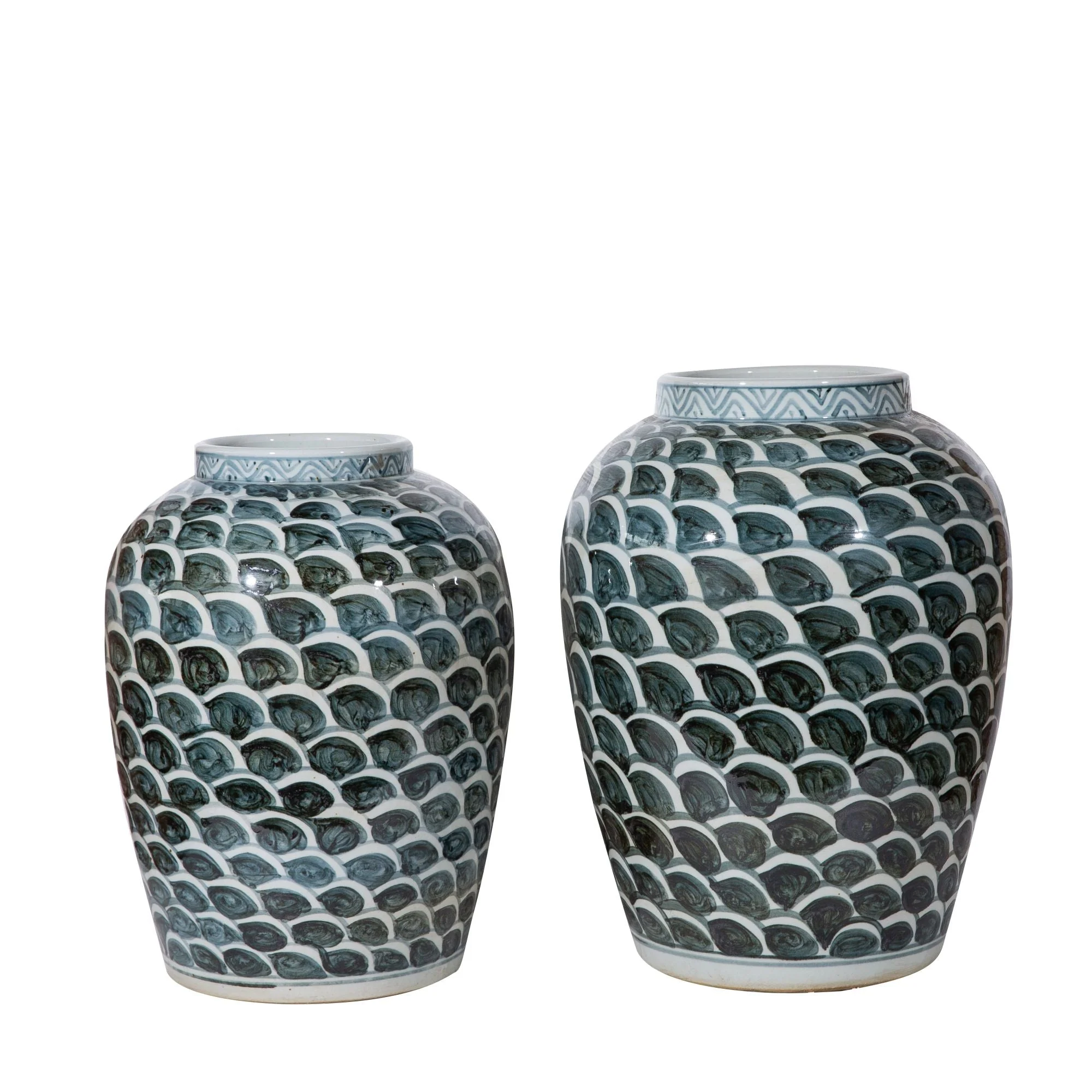 Legend of Asia Rusty Blue Jar With Fish Scale Pattern - Small - Image 2
