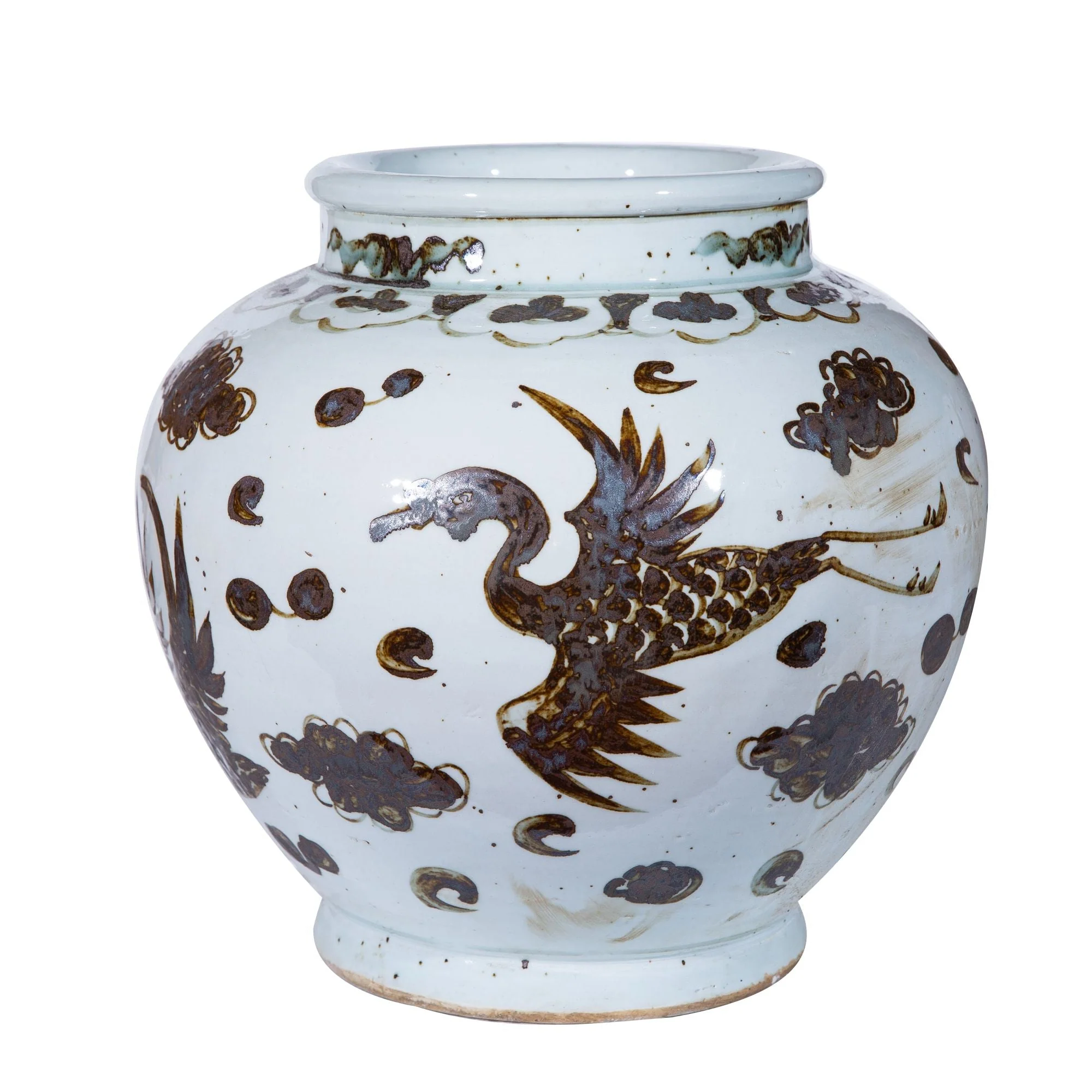 Legend of Asia Rusty Brown Crane Jar Medium - Image 2