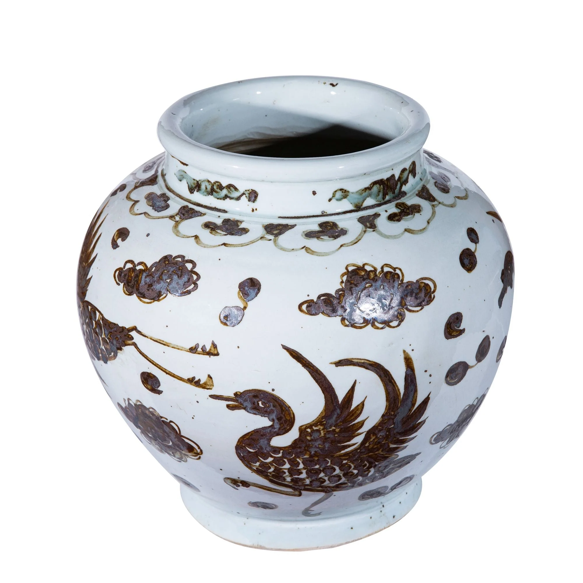 Legend of Asia Rusty Brown Crane Jar Medium - Image 3