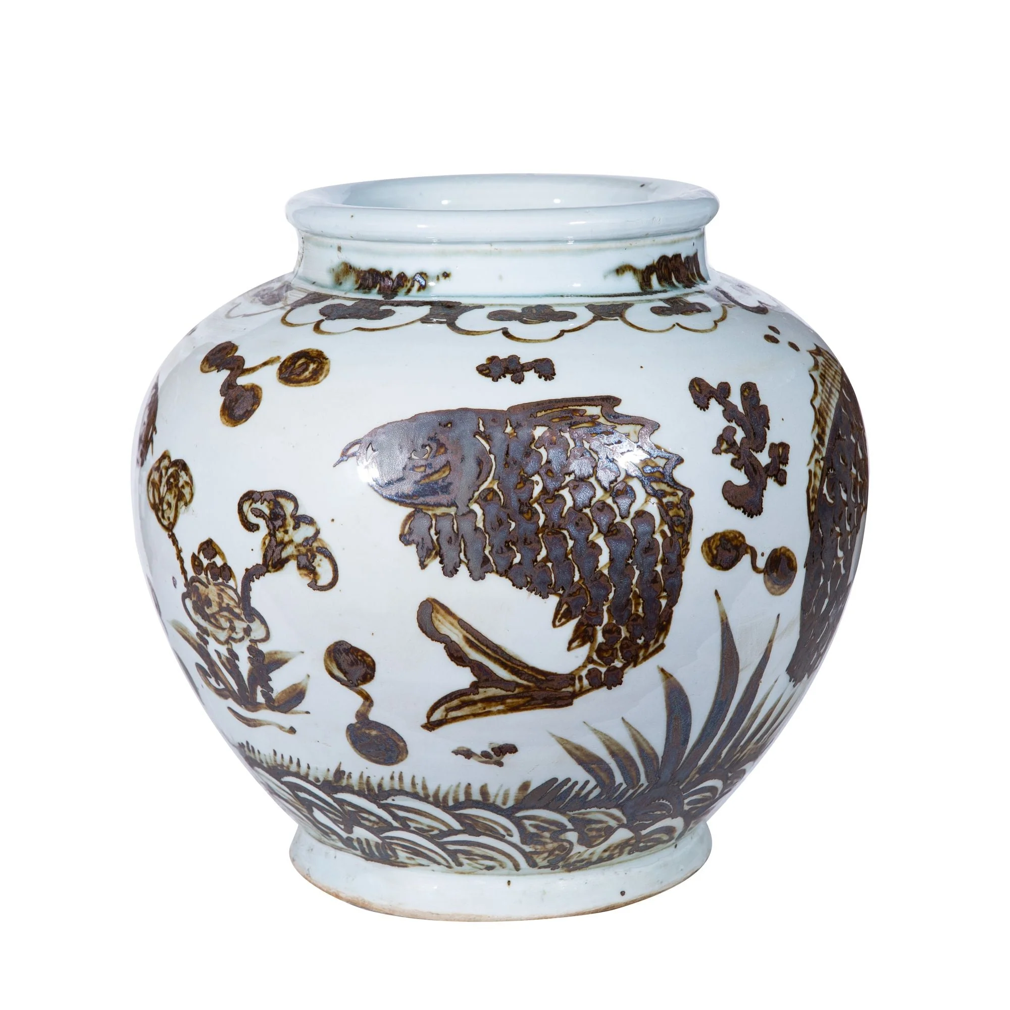 Legend of Asia Rusty Brown Fish Jar Medium