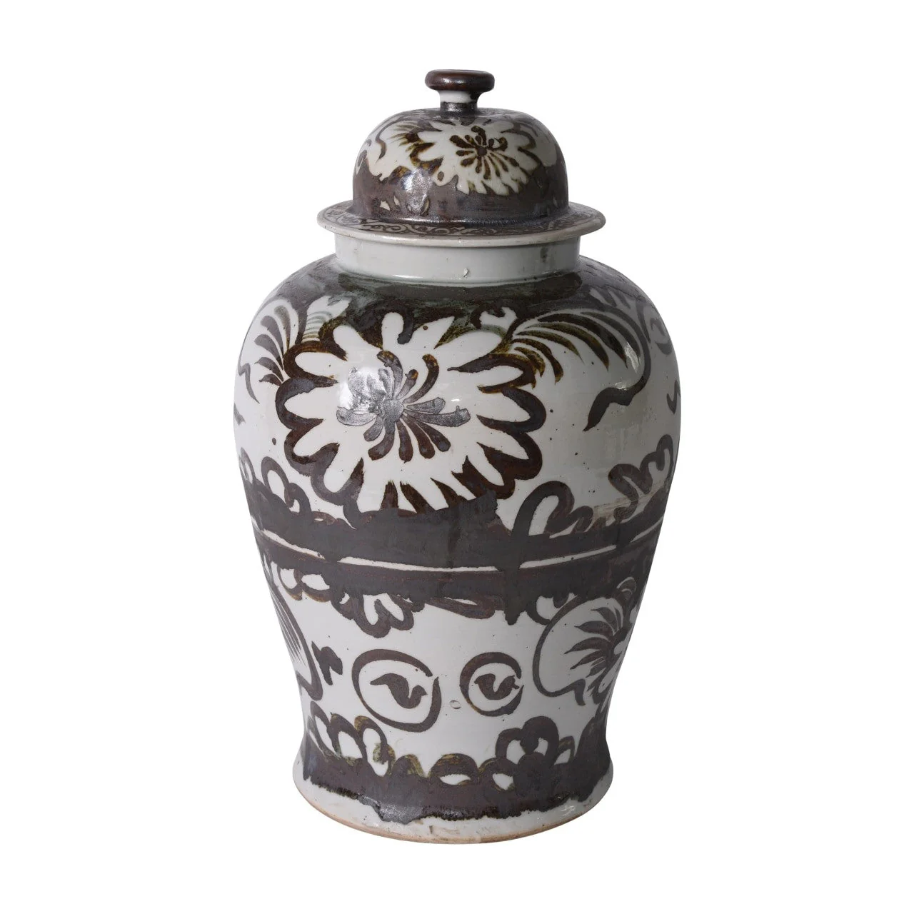 Legend of Asia Brown Sea Flower Temple Jar - Image 2