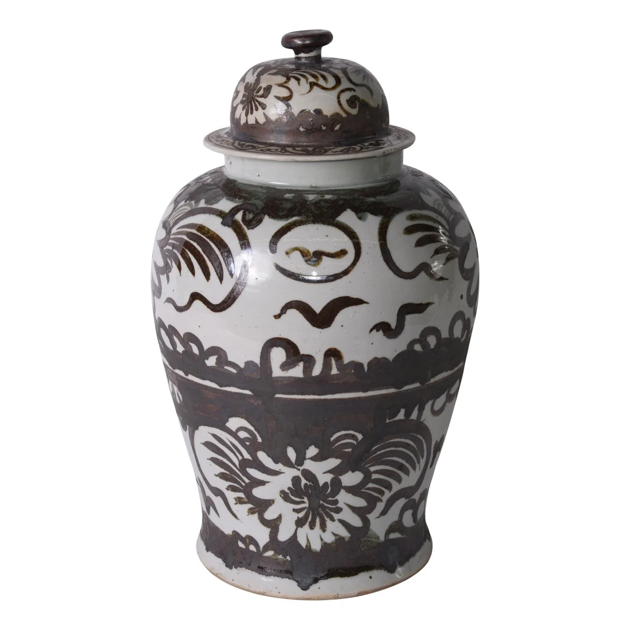 Legend of Asia Brown Sea Flower Temple Jar - Image 3