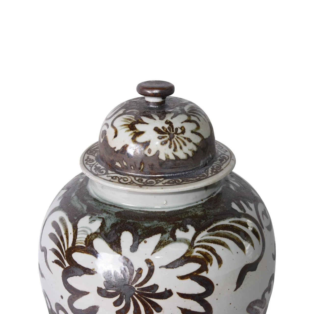 Legend of Asia Brown Sea Flower Temple Jar - Image 4
