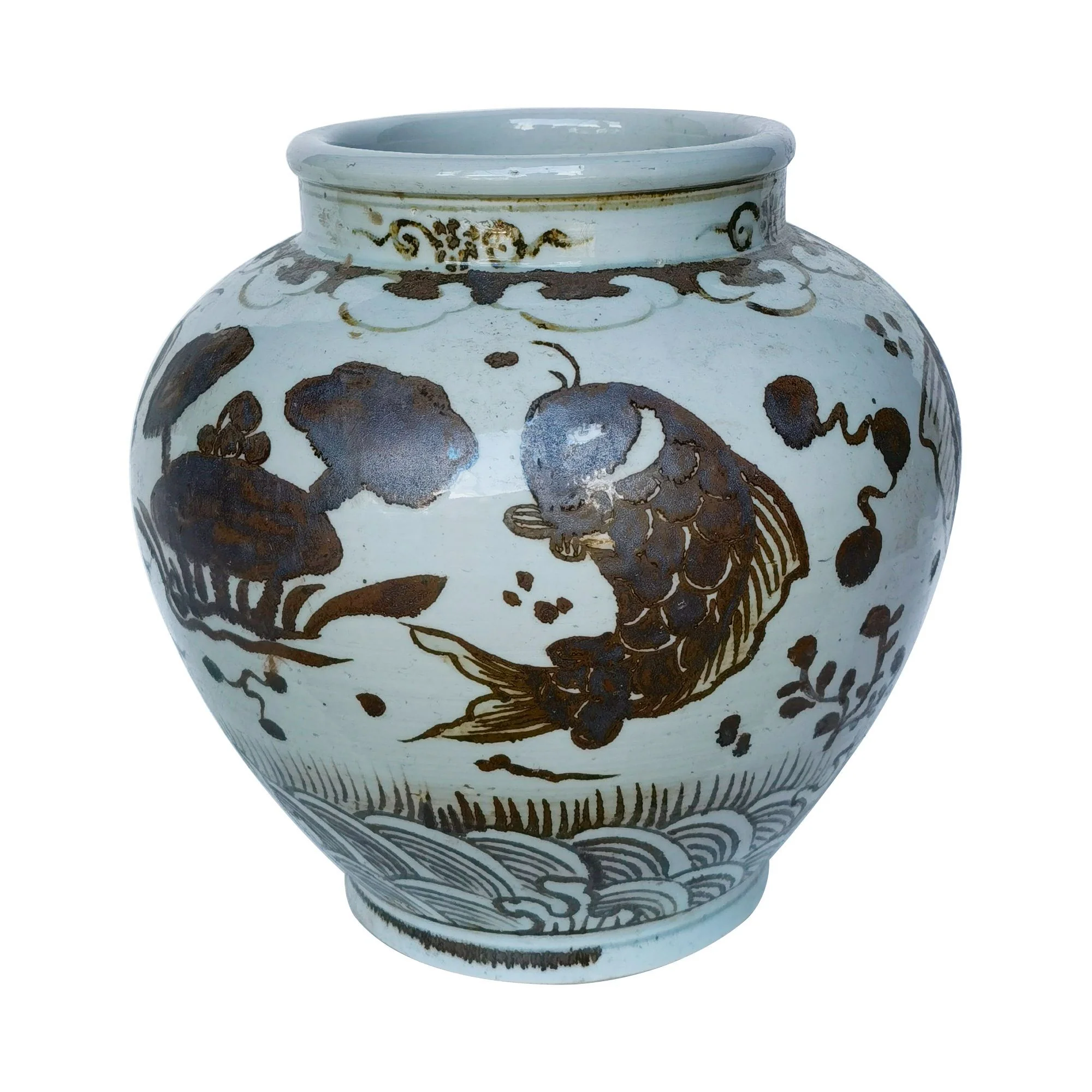 Legend of Asia Rusty Brown Small Fish Jar