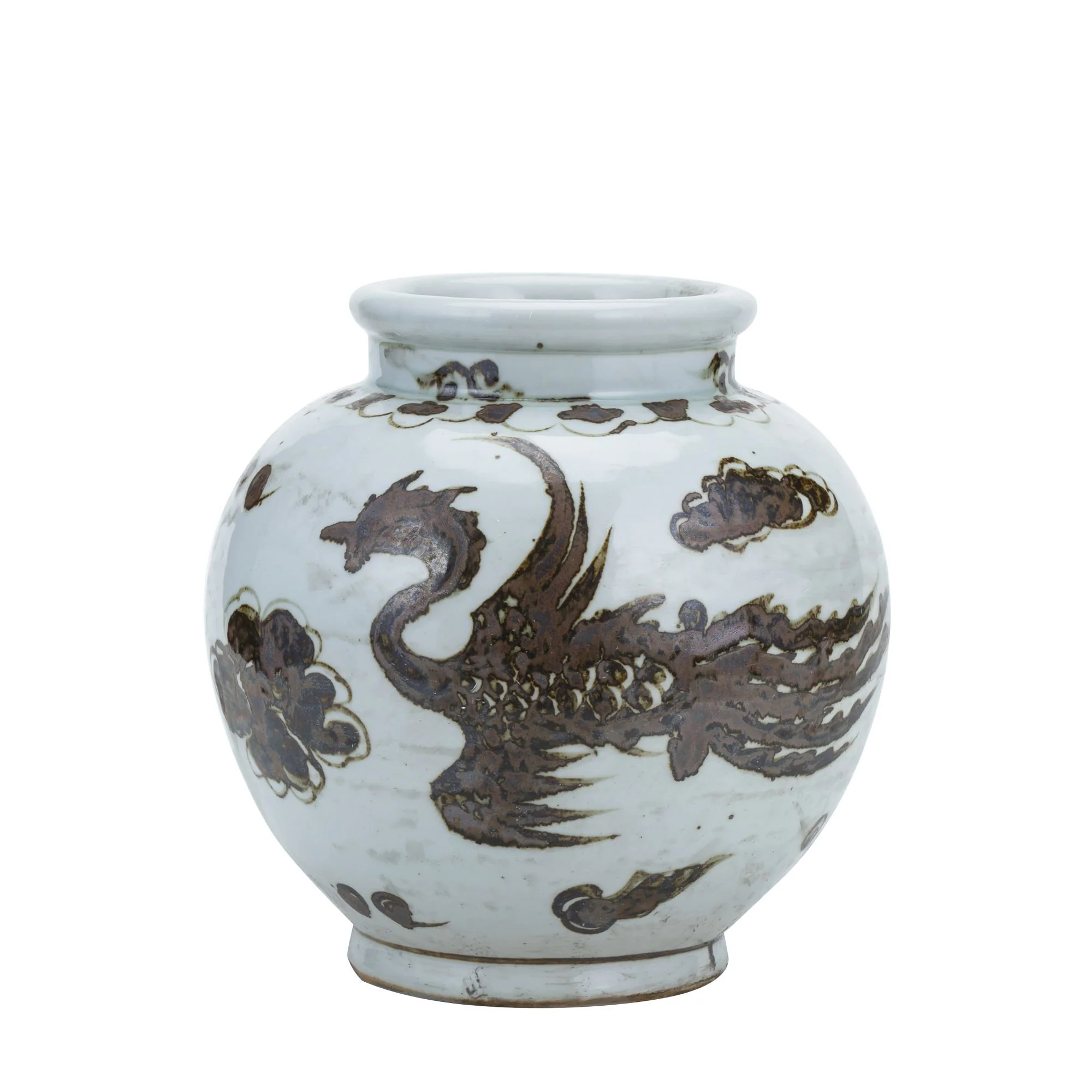 Legend of Asia Rusty Brown Small Jar Phoenix