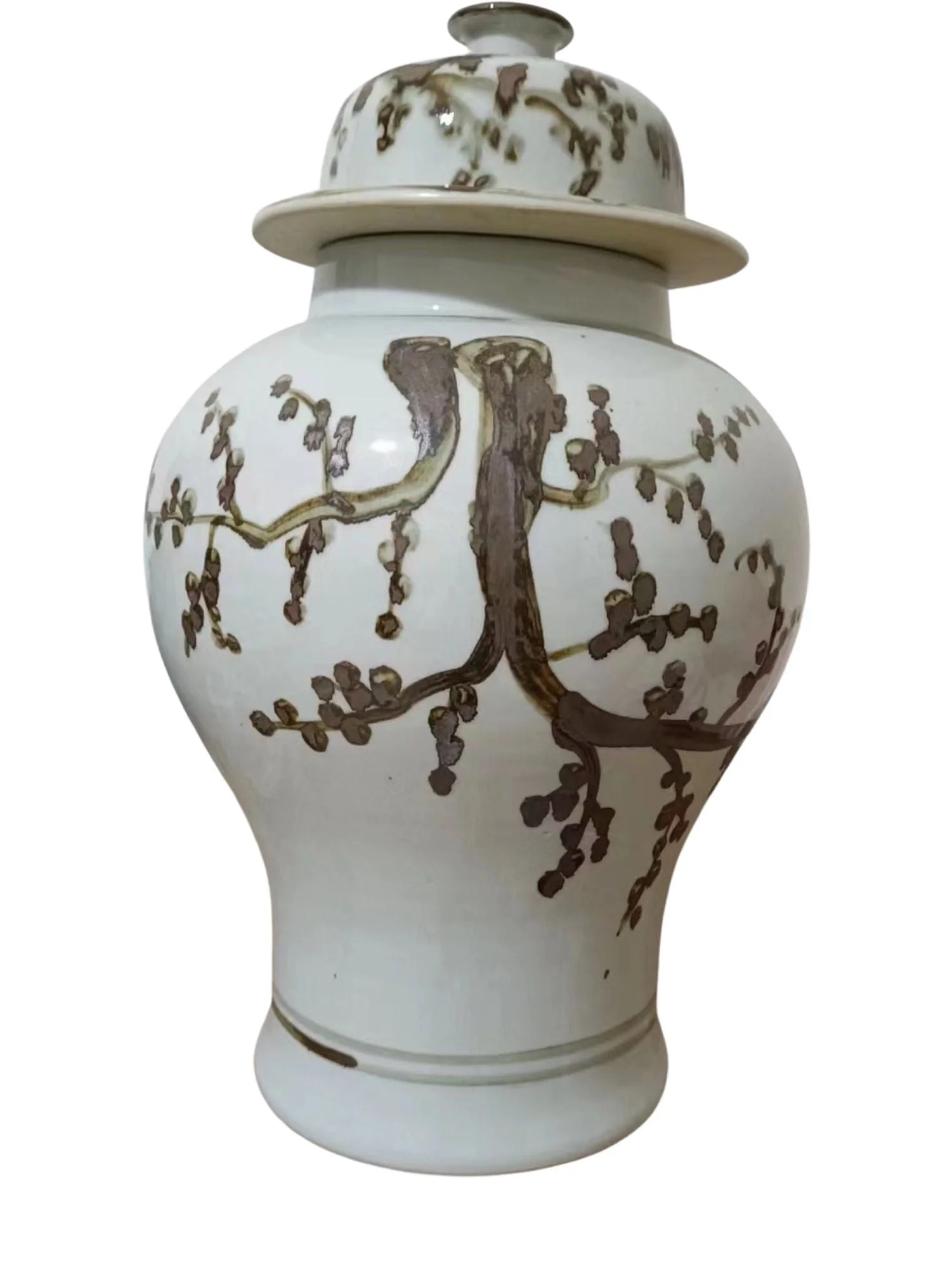 Legend of Asia Rusty Brown Weeping Plum Temple Jar Small