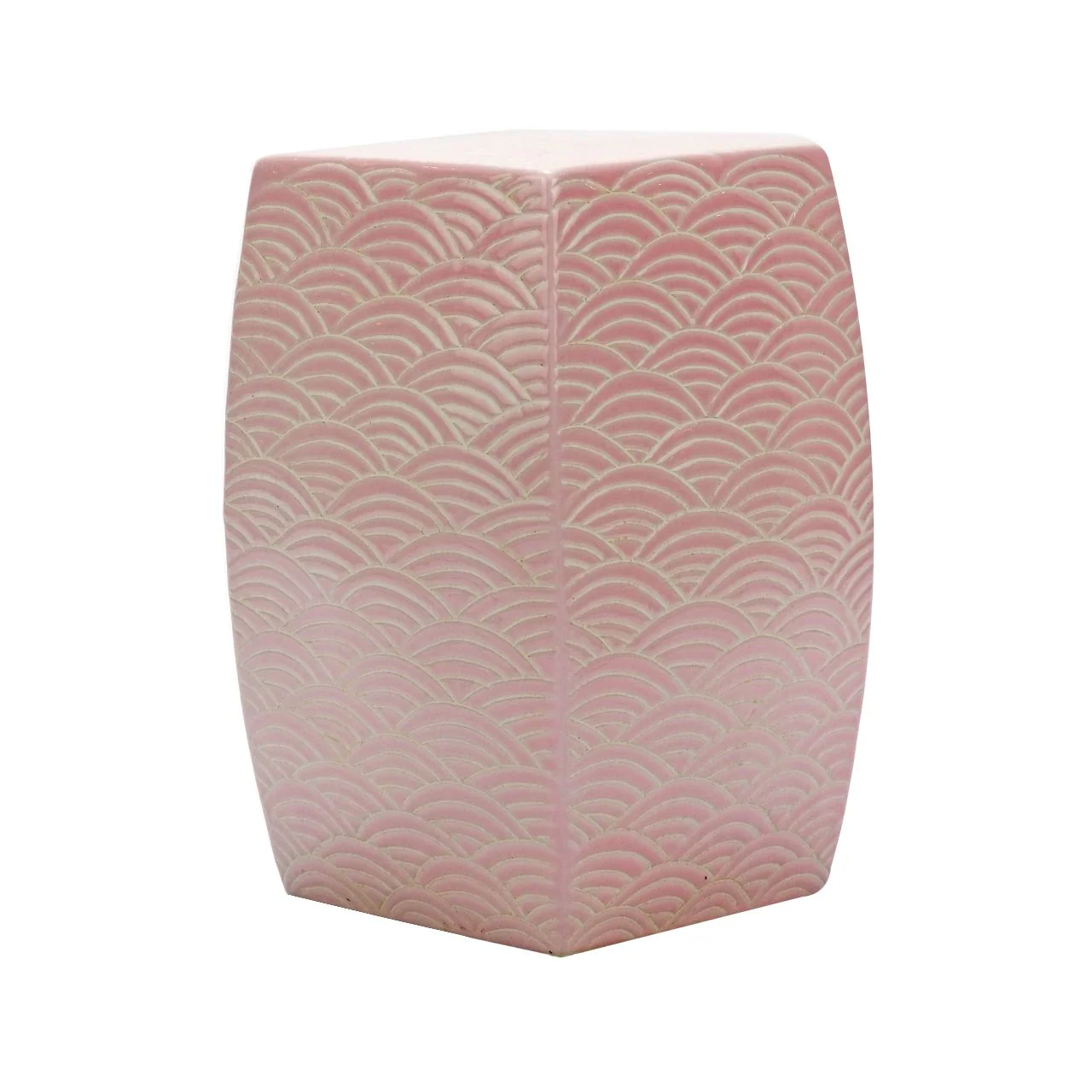 Legend of Asia Sea Wave Square Garden Stool Blush Pink