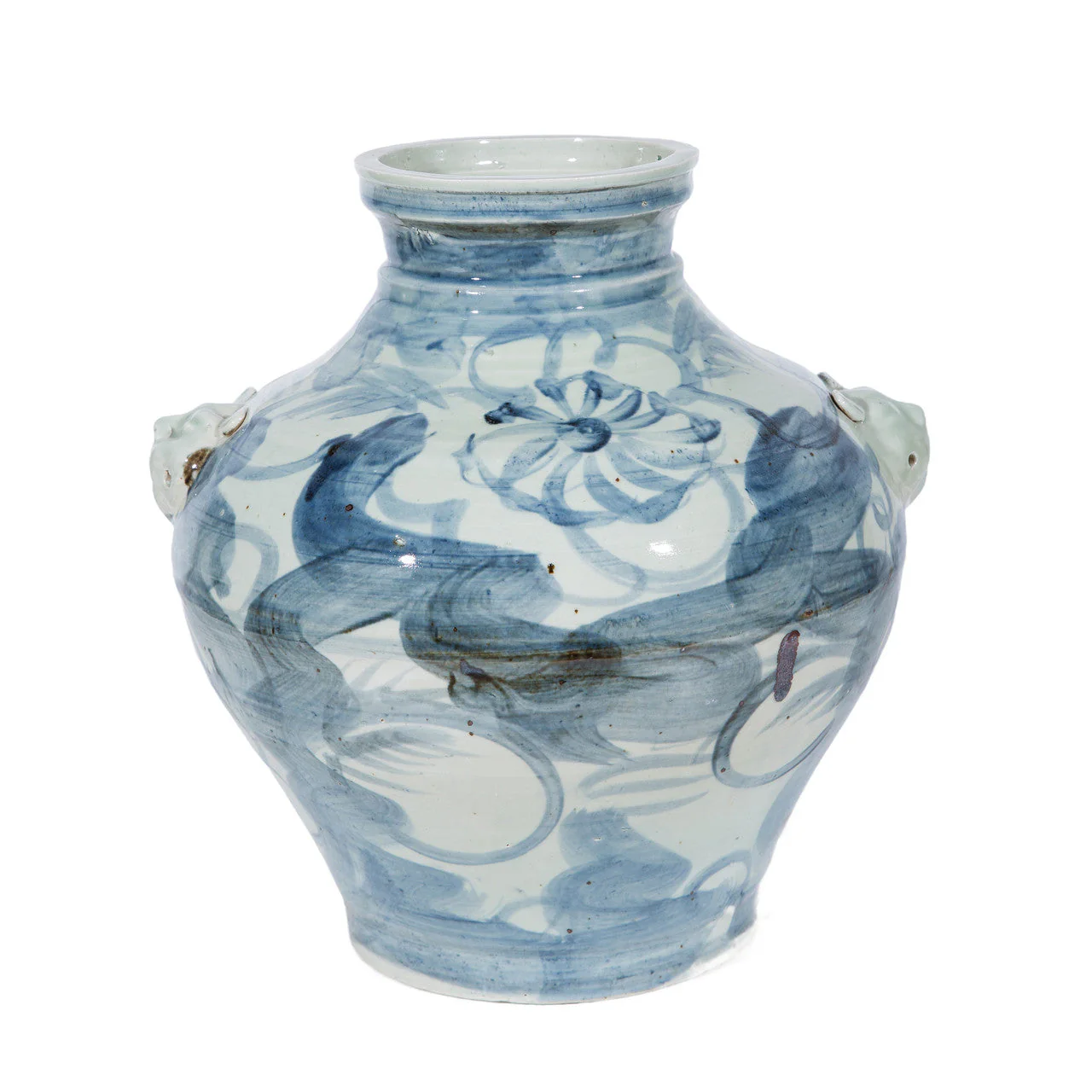 Legend of Asia Silla Flower Lion Handle Jar Large