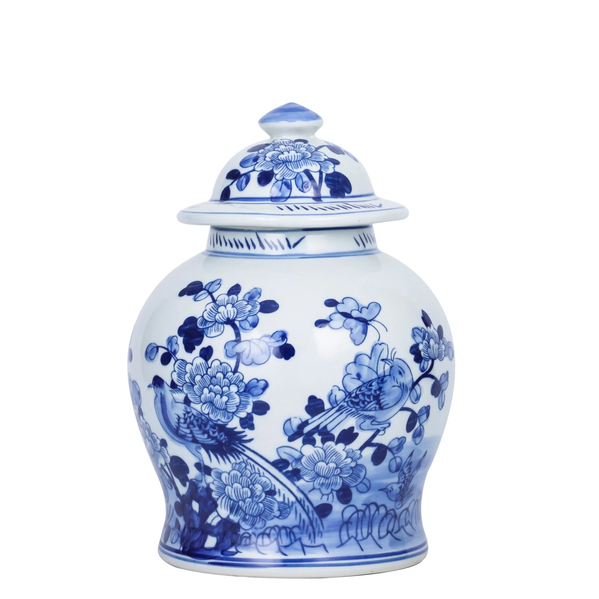 Legend of Asia Small Porcelain Temple Jar Birds Blossom