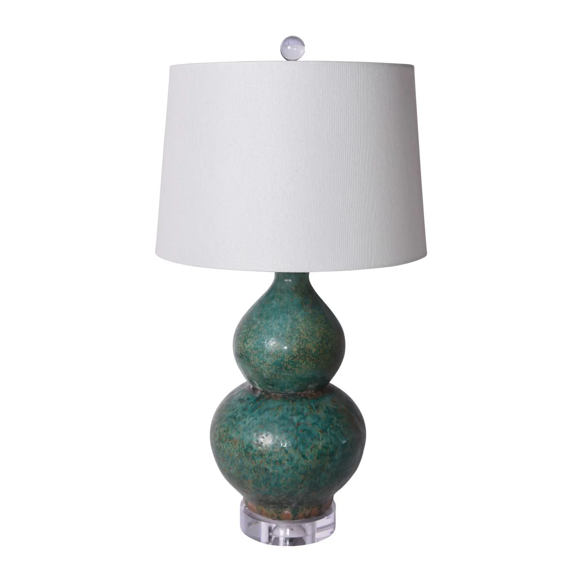 Legend of Asia Speckled Green Gourd Vase Lamp