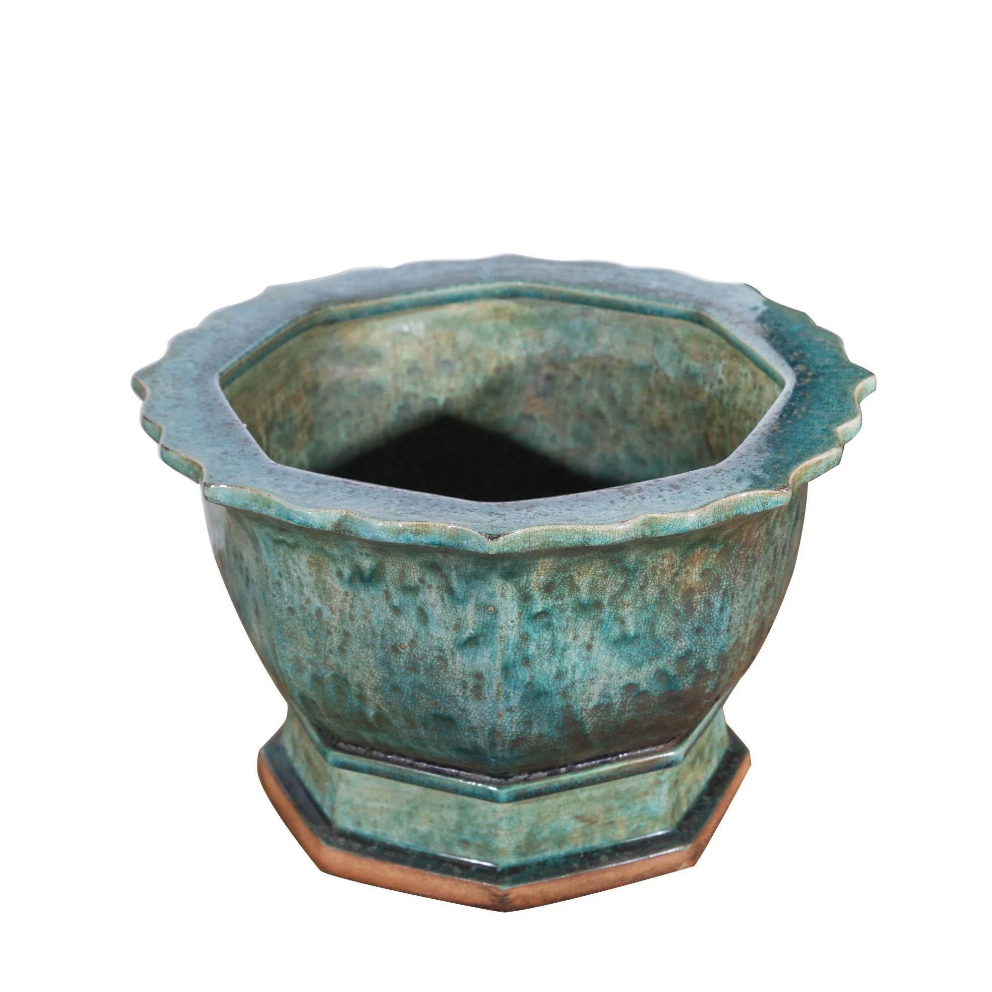 Legend of Asia Speckled Green Hexagonal Planter