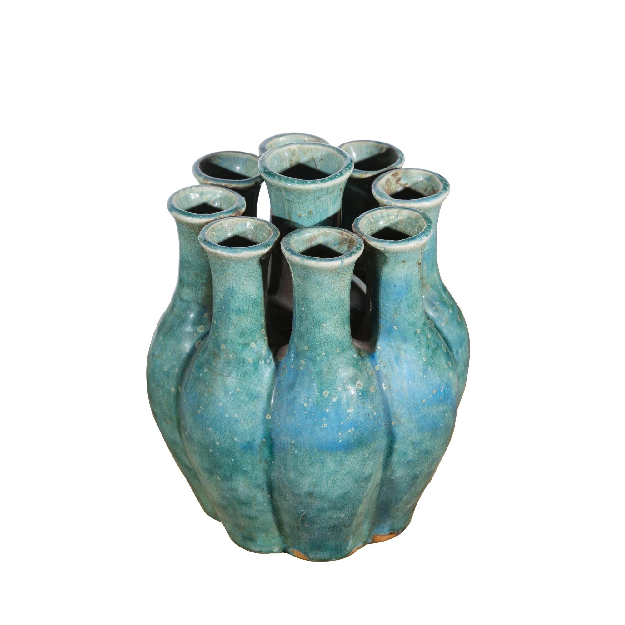 Legend of Asia Speckled Green Nine Tube Vase