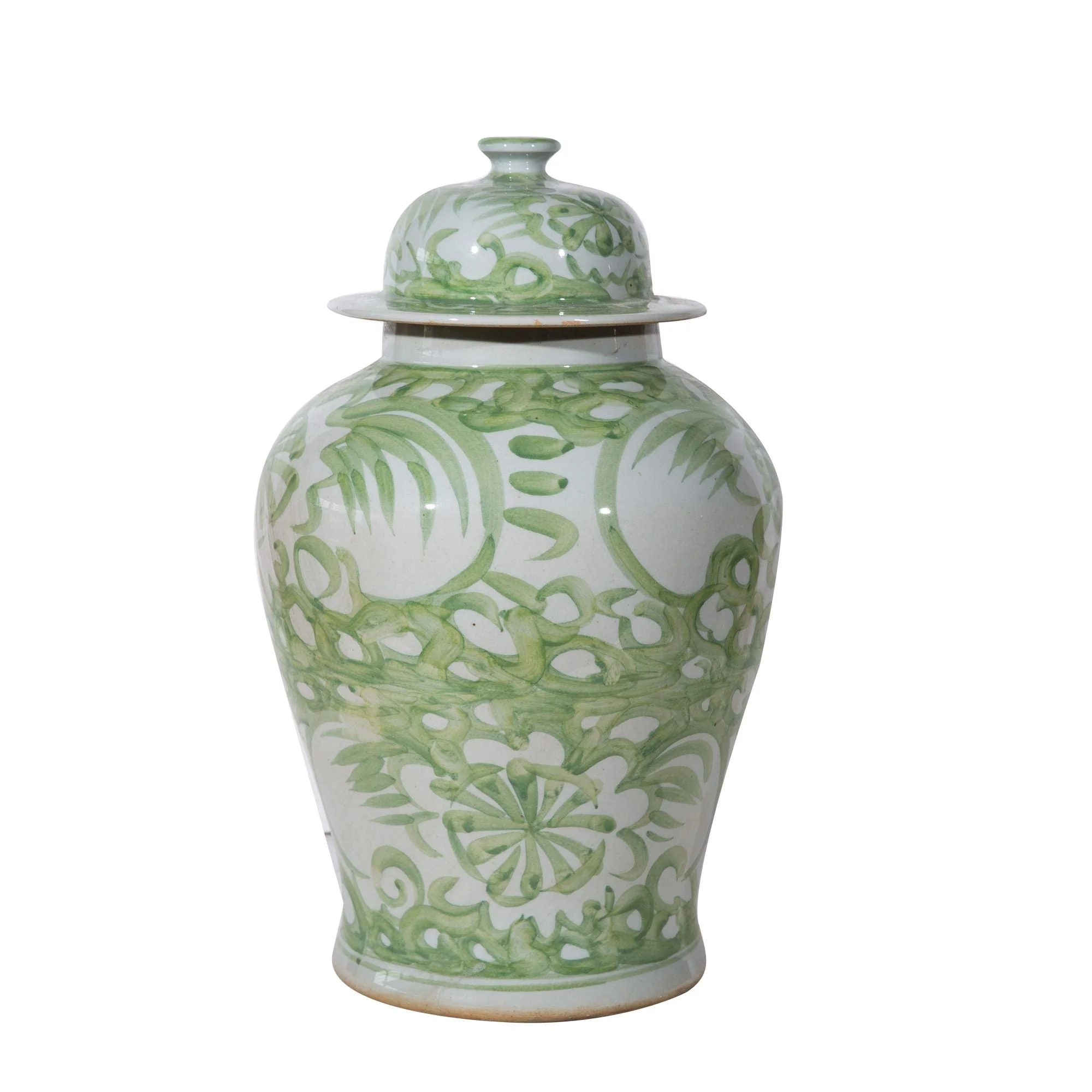 Legend of Asia Spring Green Sea Flower Temple Jar Large