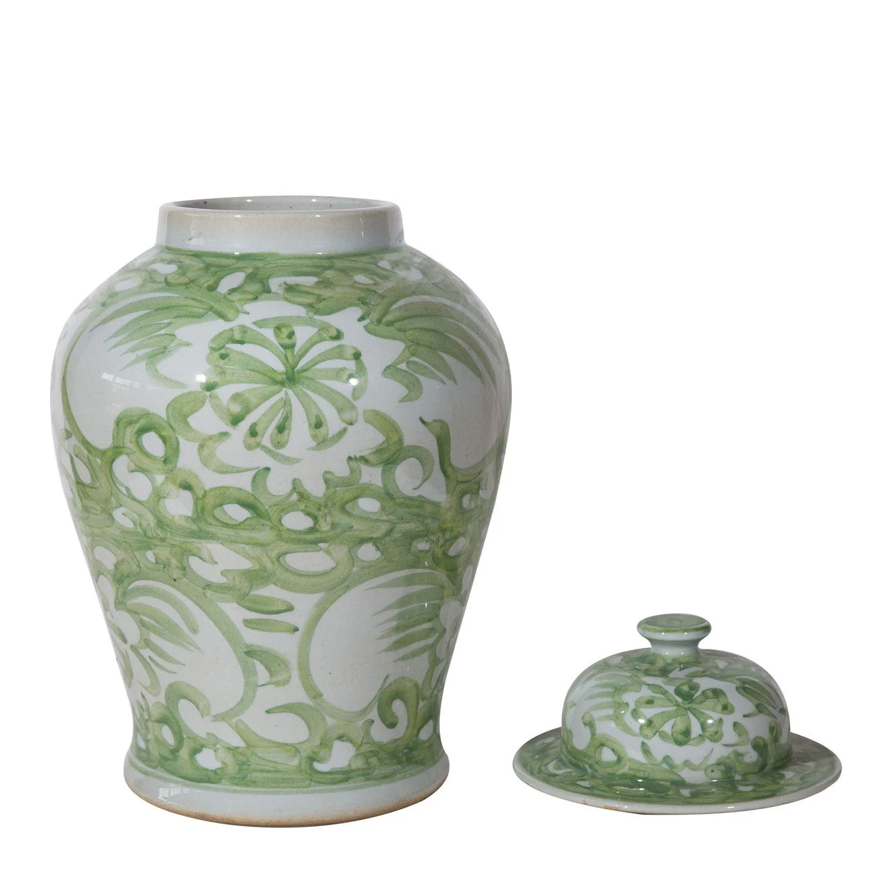 Legend of Asia Spring Green Sea Flower Temple Jar Small - Image 2