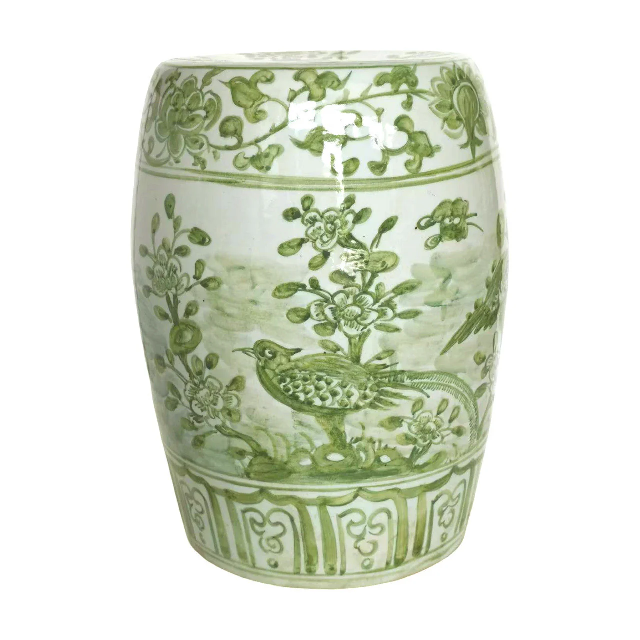 Legend of Asia Spring Green Village Flower Bird Porcelain Garden Stool