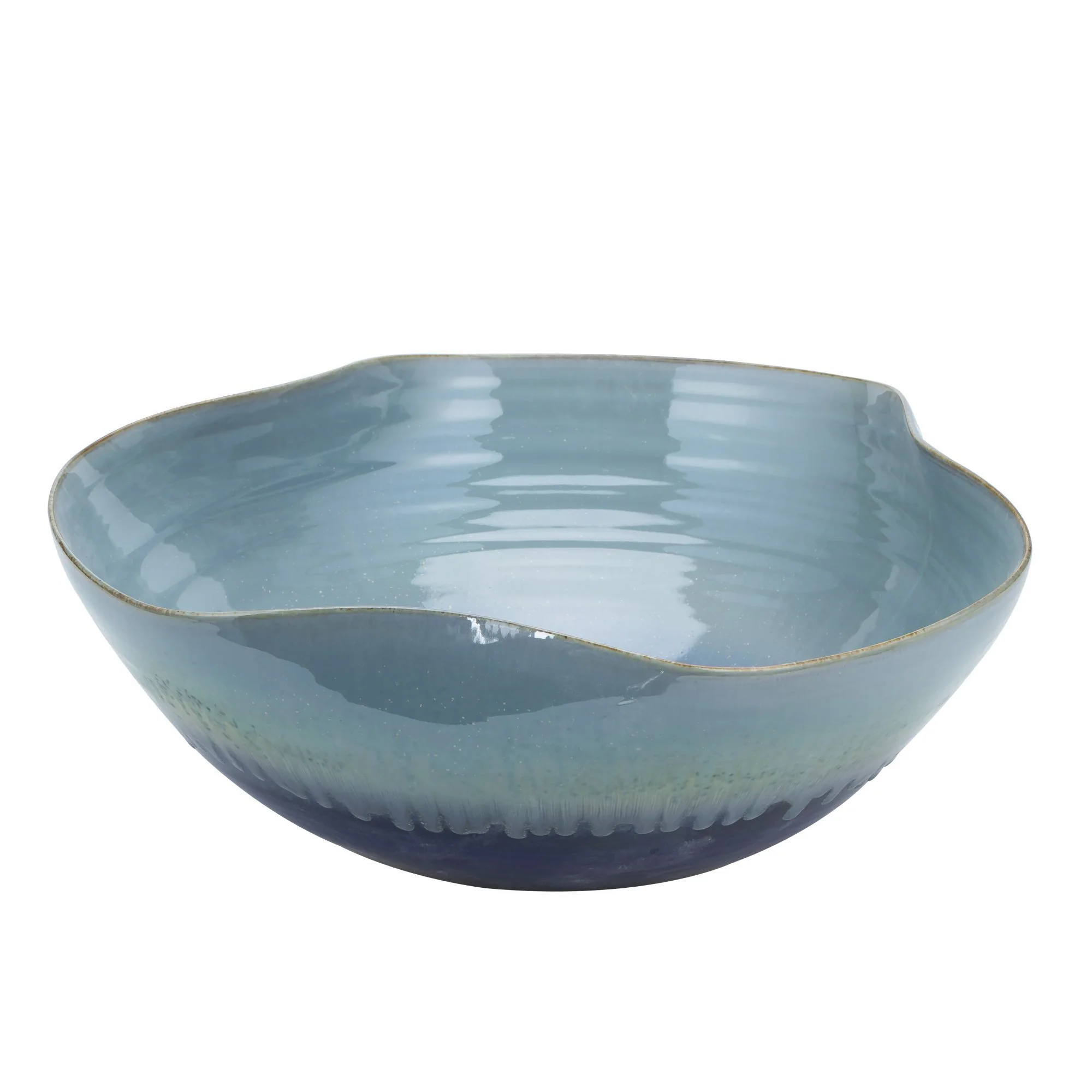 Legend of Asia Swirl Bowl Blue Green Reaction Glazed Large