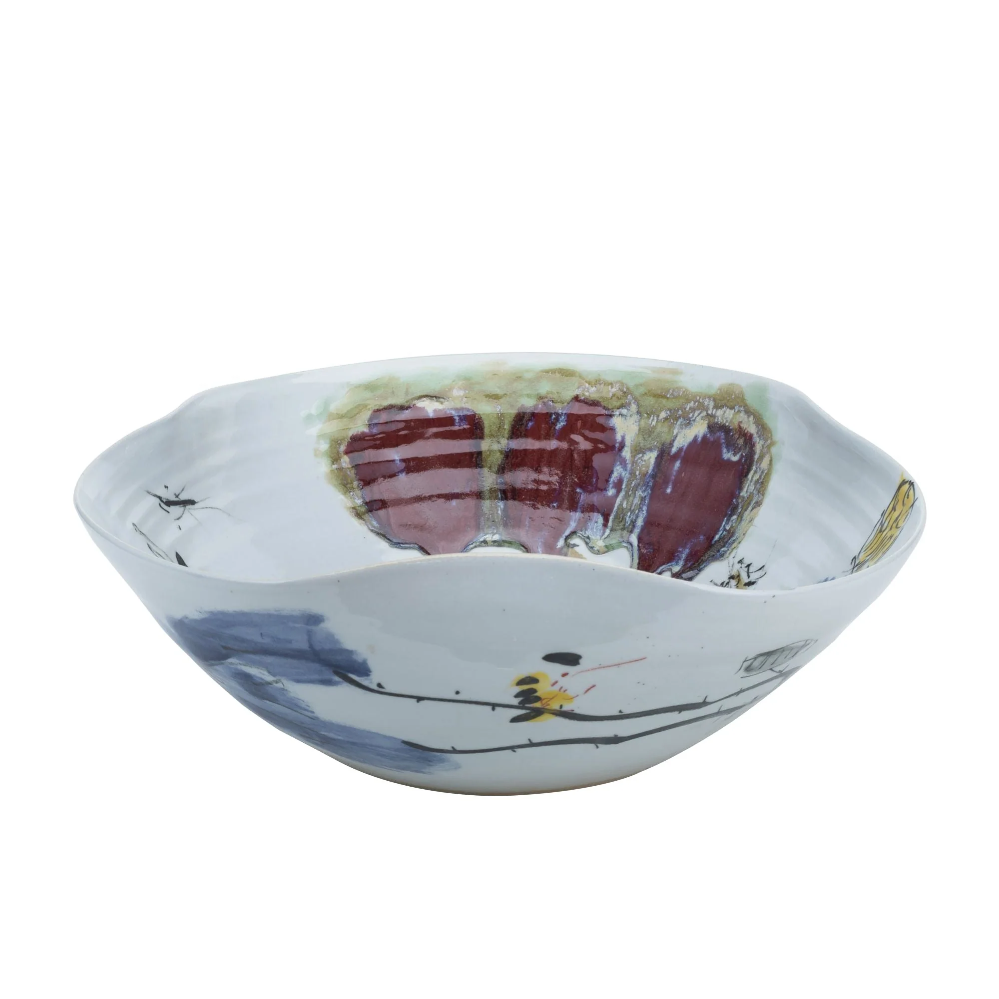 Legend of Asia Swirl Bowl Oxblood Lotus Large