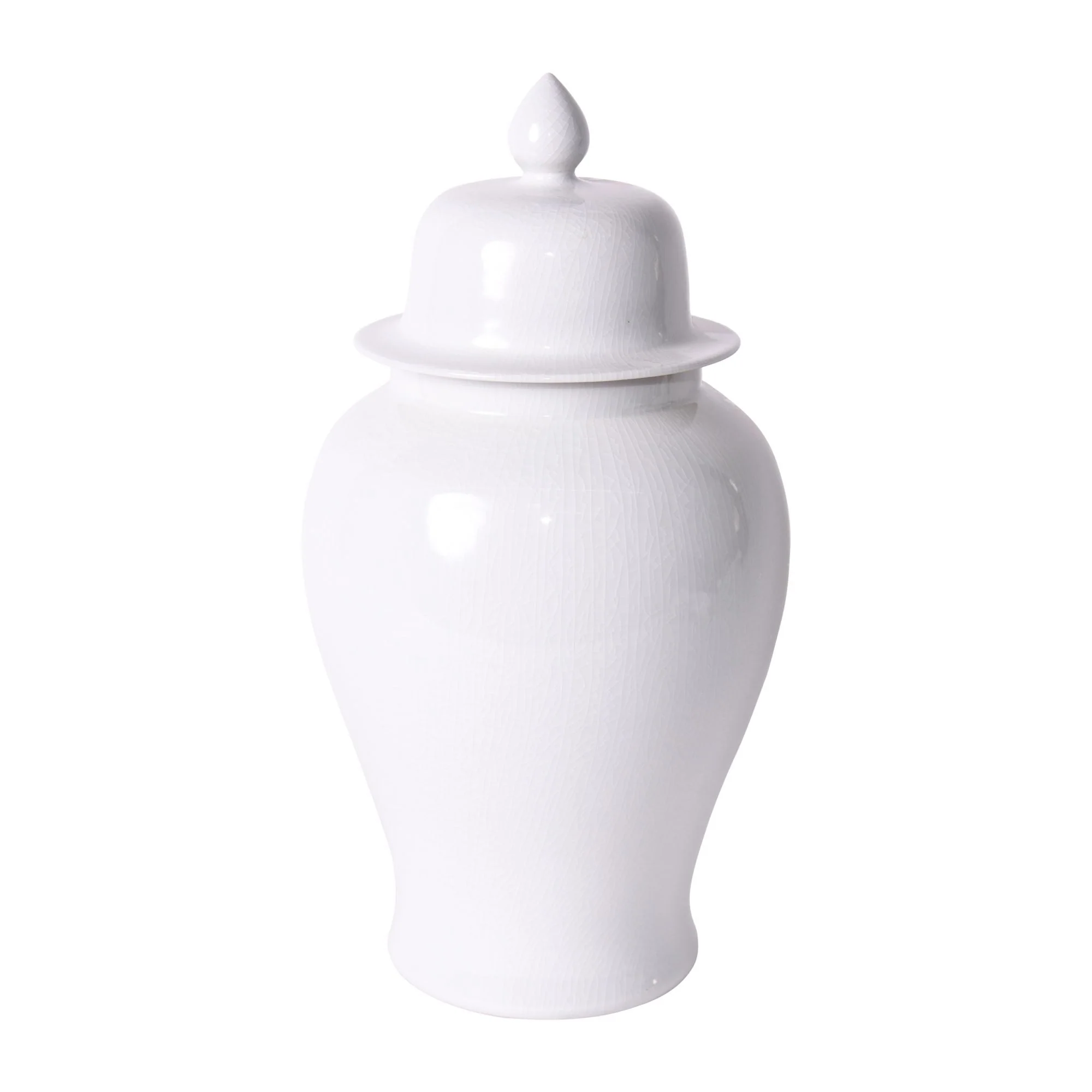 Legend of Asia Temple Jar White Crackle - M