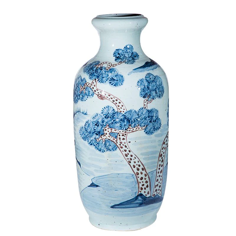 Legend of Asia Underglaze Red Mountain Pine Tall Vase -