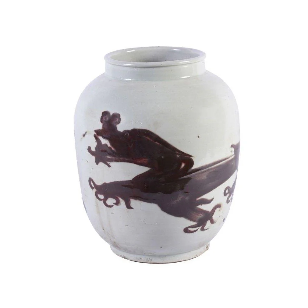 Legend of Asia Underglaze Red Squash Vase Dragon Motif