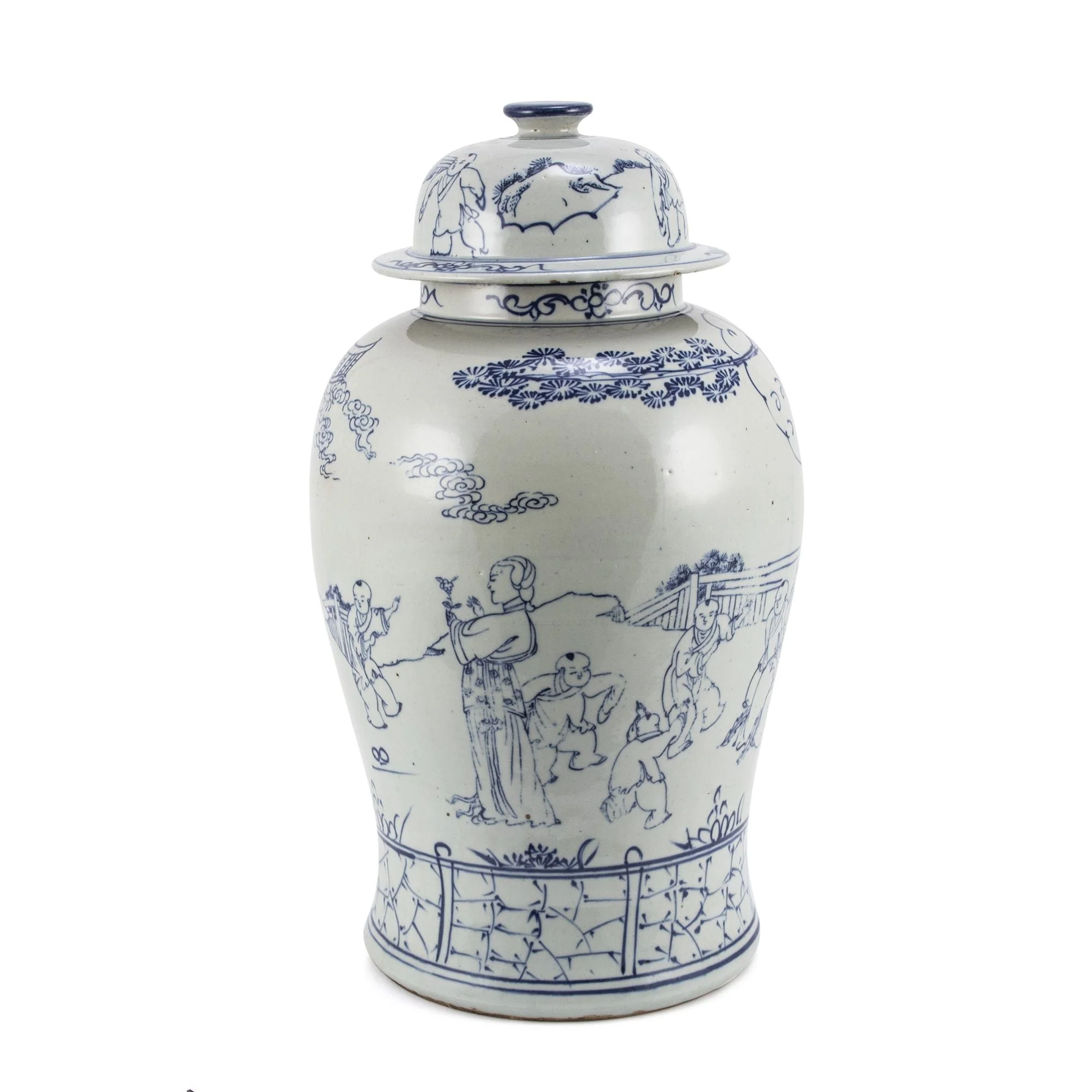 Legend of Asia Village People Motif Temple Jar