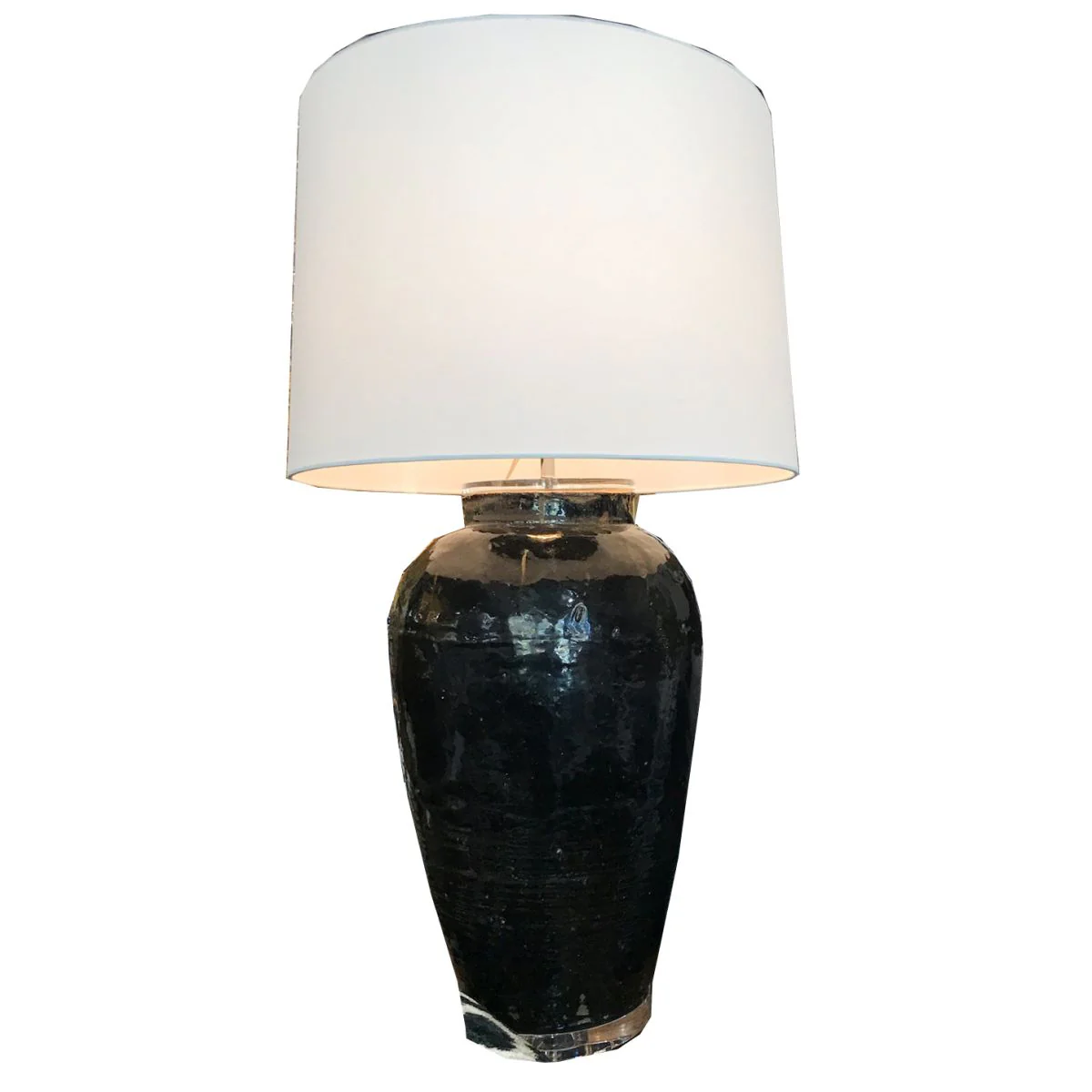 Legend of Asia Vintage Black Porcelain Wine Jar Large Lamp