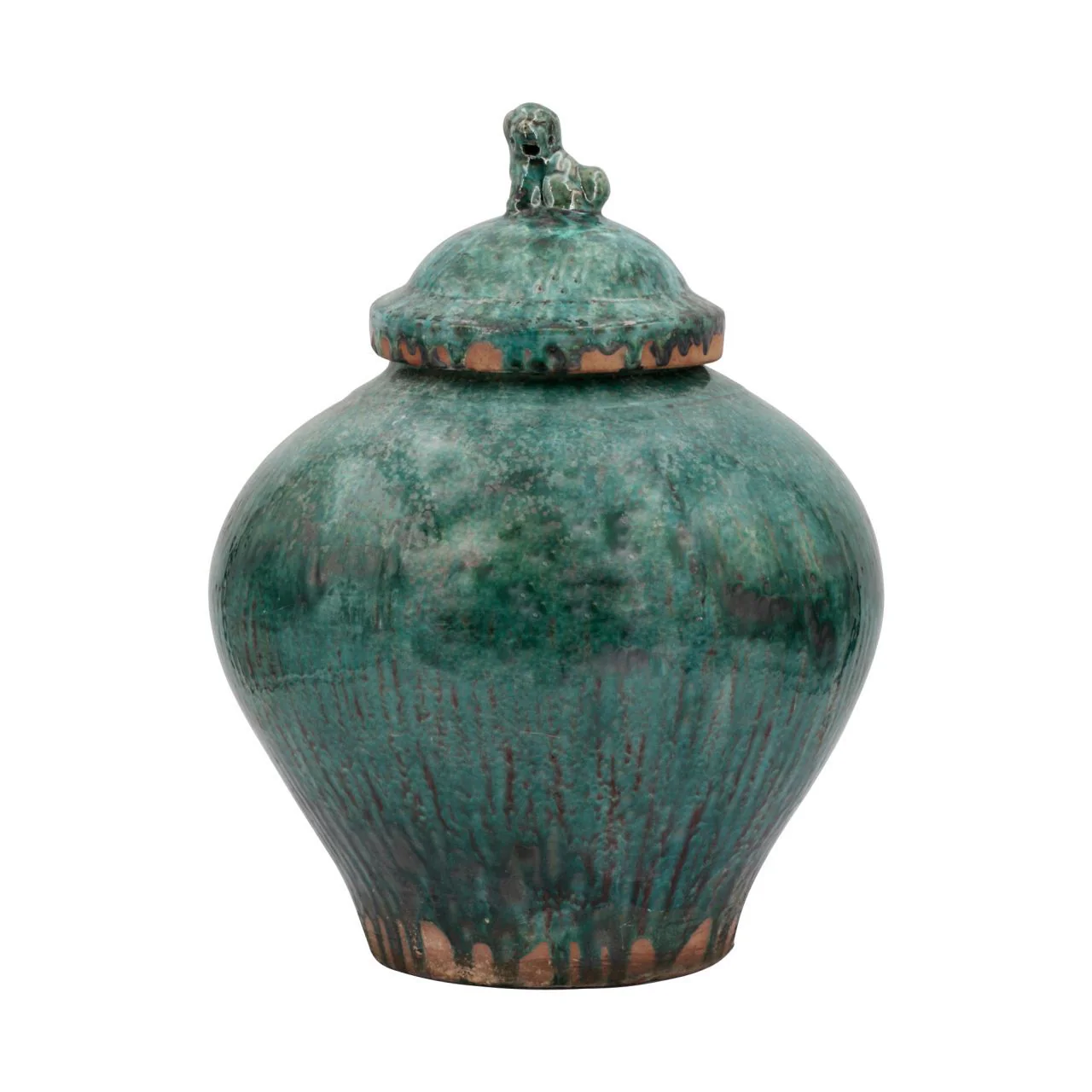 Legend of Asia Vintage Emerald Green Porcelain Jar Lion Lid