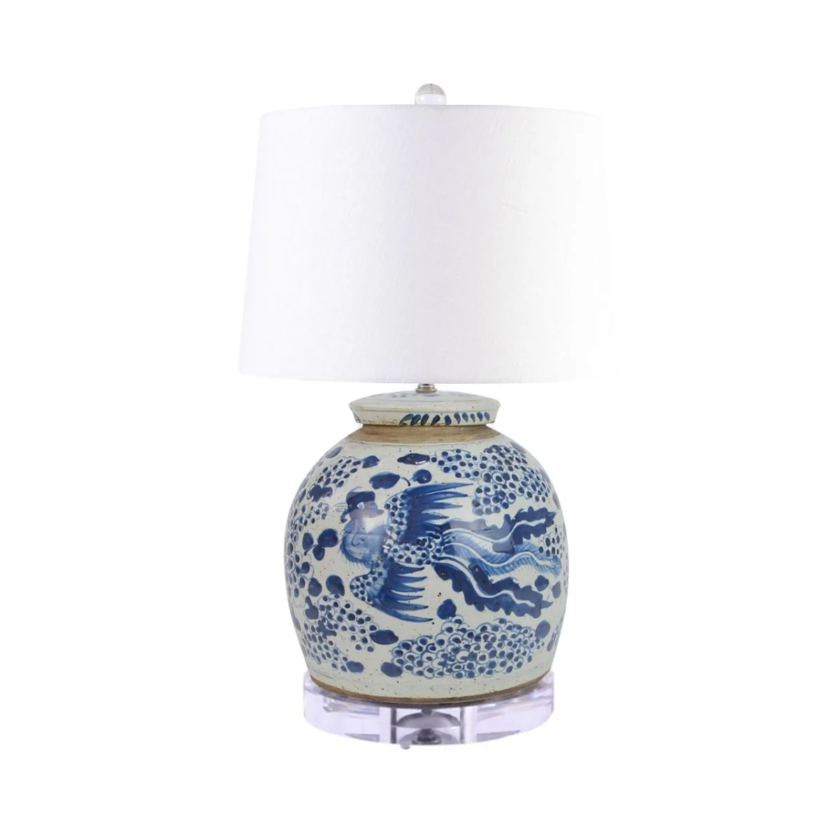 Legend of Asia Vintage Ming Jar Phoenix Motif Lamp Acrylic Base