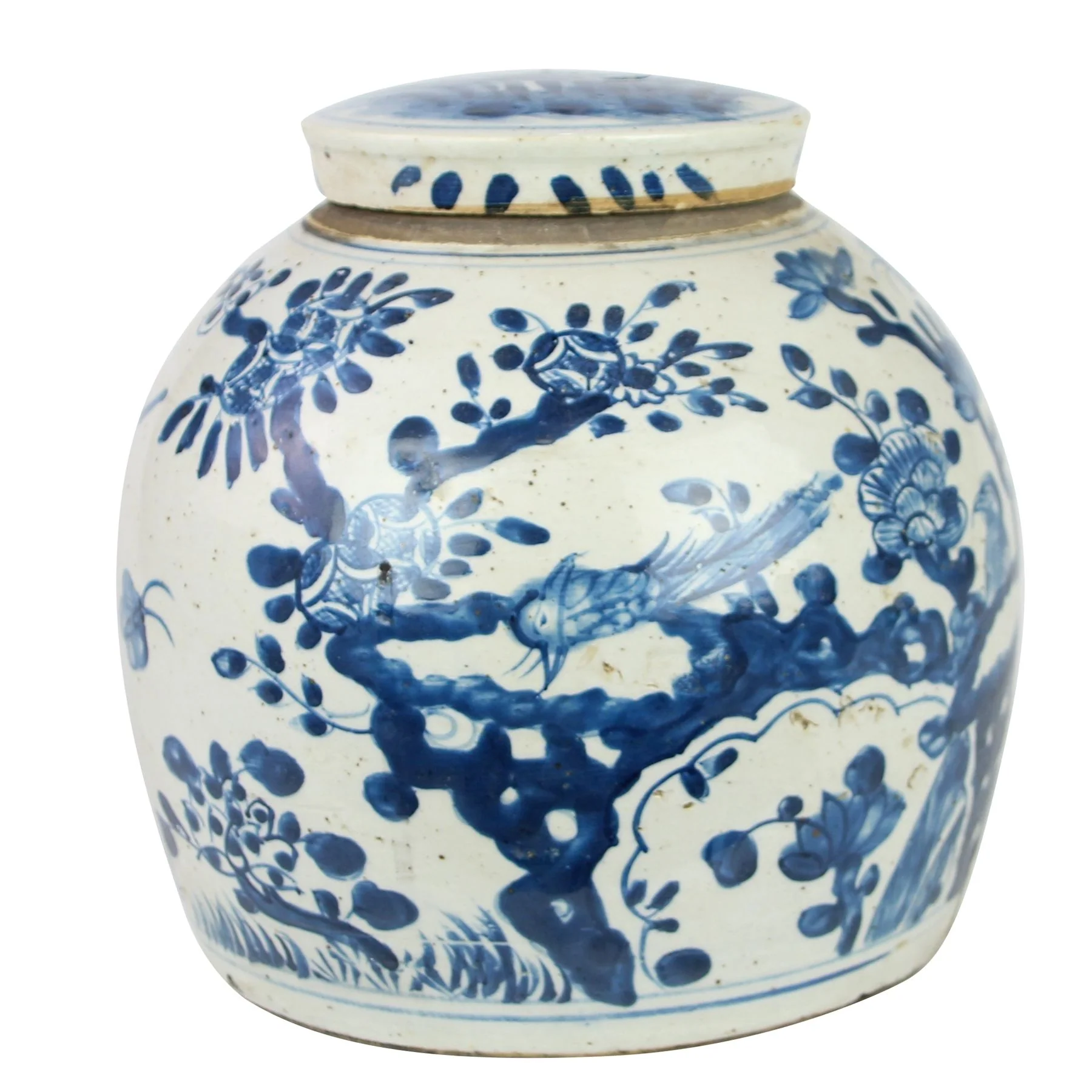 Legend of Asia Vintage Ming Jar Plum Lily Pad Motif - Large