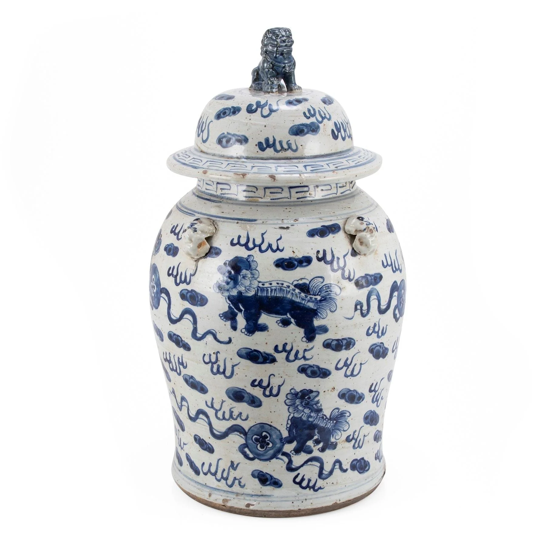 Legend of Asia Vintage Temple Jar Lion Motif - Large