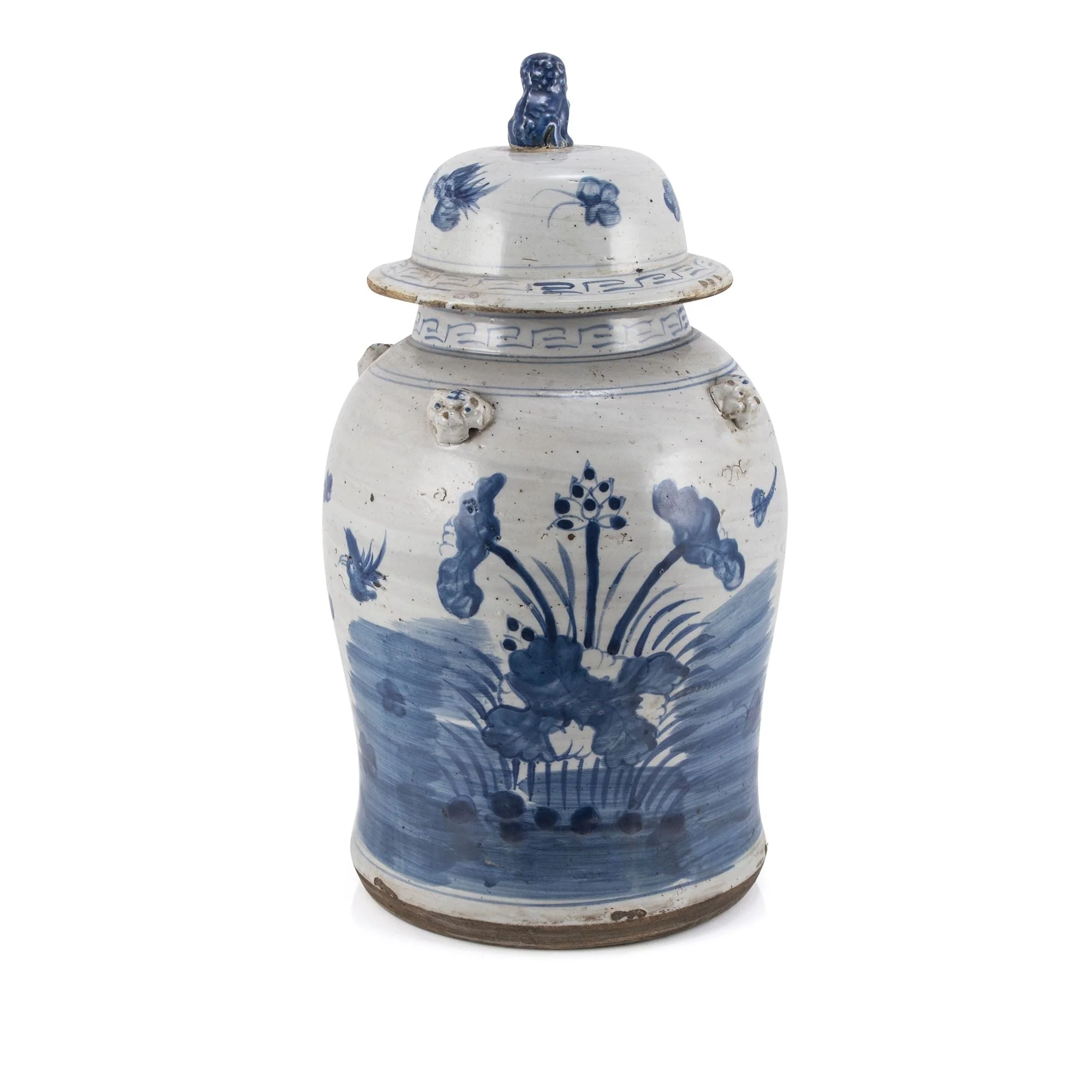 Legend of Asia Vintage Temple Jar Plum Lily Pad Motif - Small