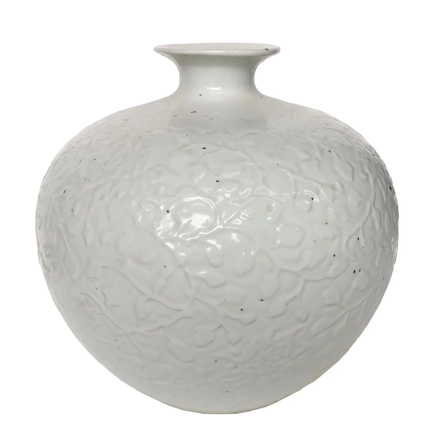 Legend of Asia Vintage White Carved Curly Vine Pomegranate Vase