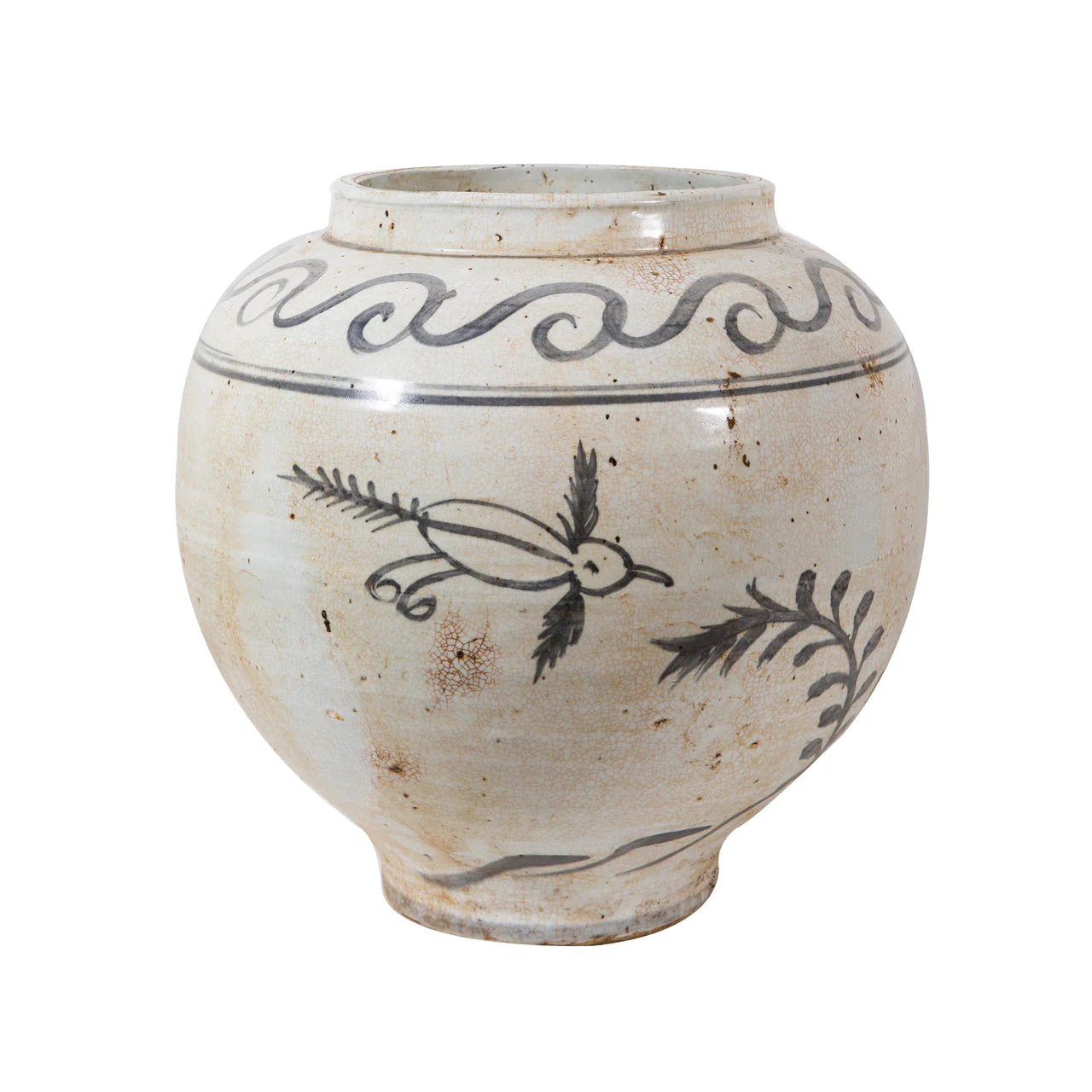 Legend of Asia Vintage White Crackle Flying Bird Jar