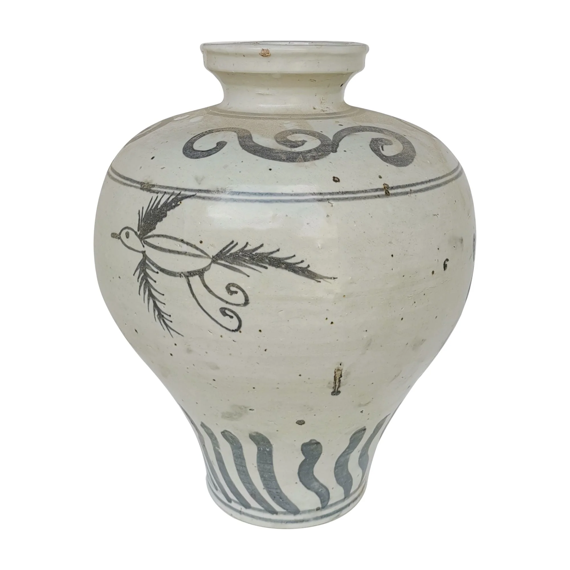 Legend of Asia Vintage White Flying Bird Plum Vase Flip Lip