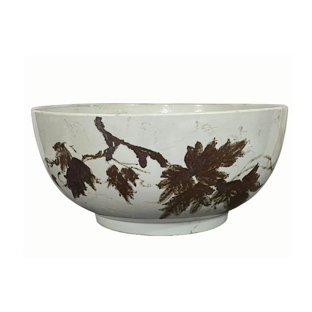 Legend of Asia Vintage White Leaves & Vines Porcelain Bowl