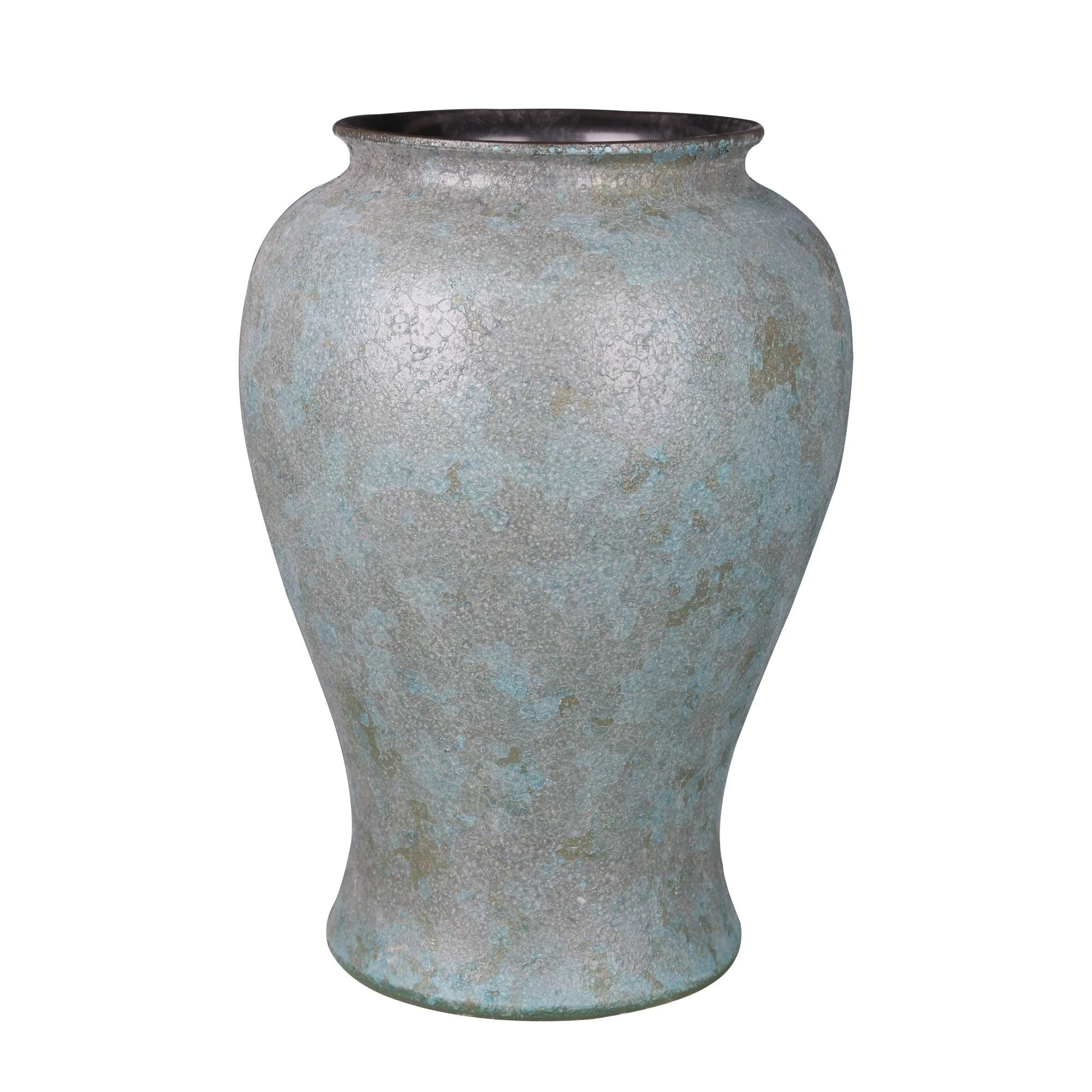 Legend of Asia Weathered Bronze Green Crackle Jar - M