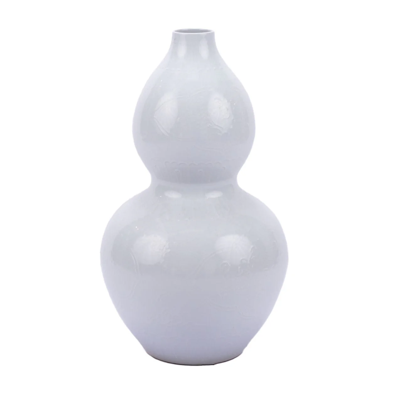 Legend of Asia White Carved Dragon Gourd Vase