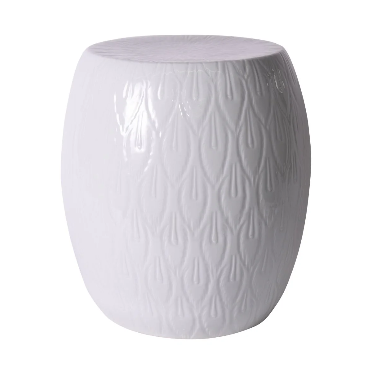 Legend of Asia White Feather Carving Garden Stool