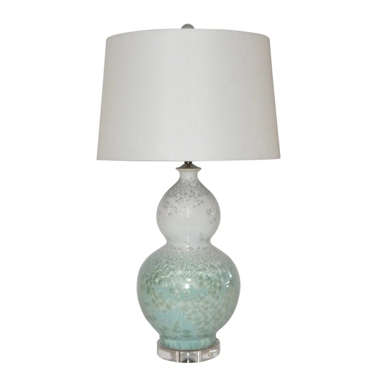 Legend of Asia White Green Crystal Shell Gourd Vase Lamp