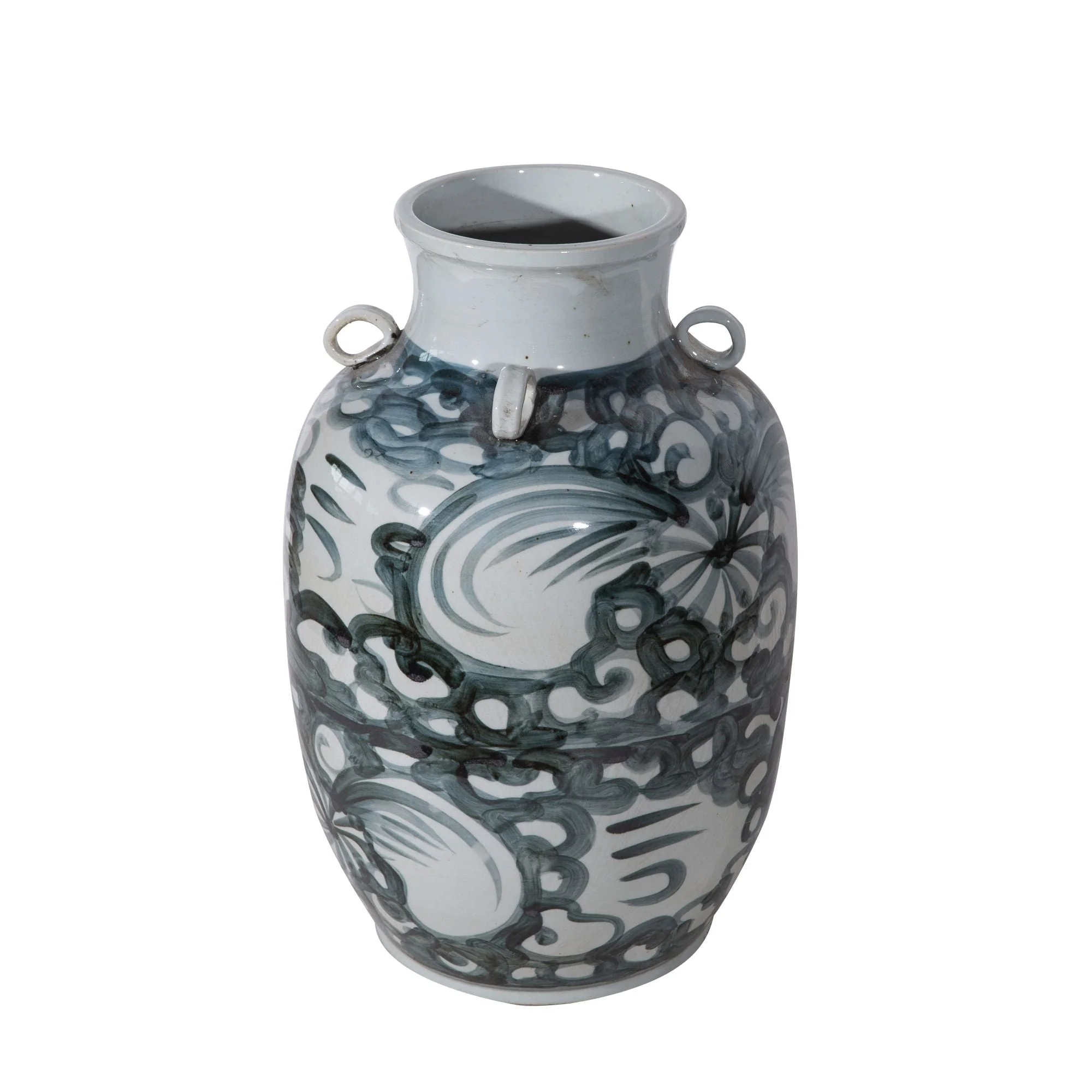 Legend of Asia Yuan Blue And White Four Loop Handle Jar Twisted Flower Motif - Image 2