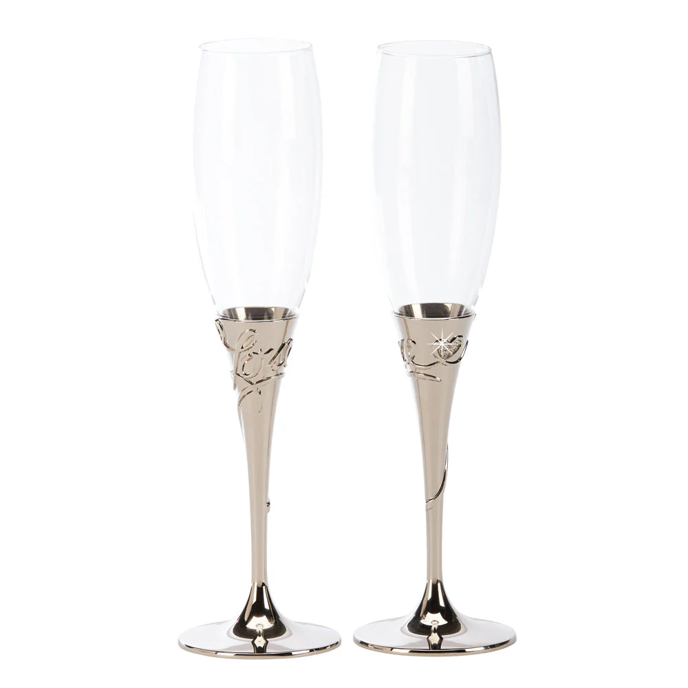 "Love" Toasting Flutes, Pair, 9.75" H - Image 3