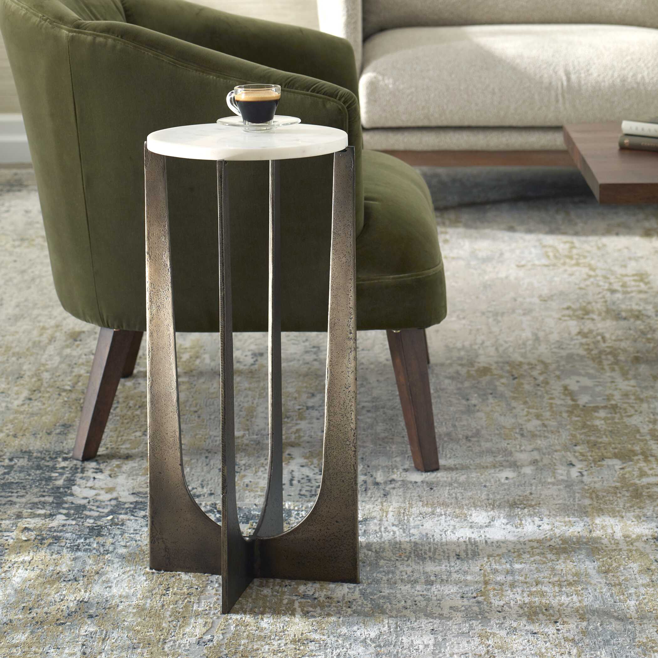 Marble and Iron Accent Table - Image 2
