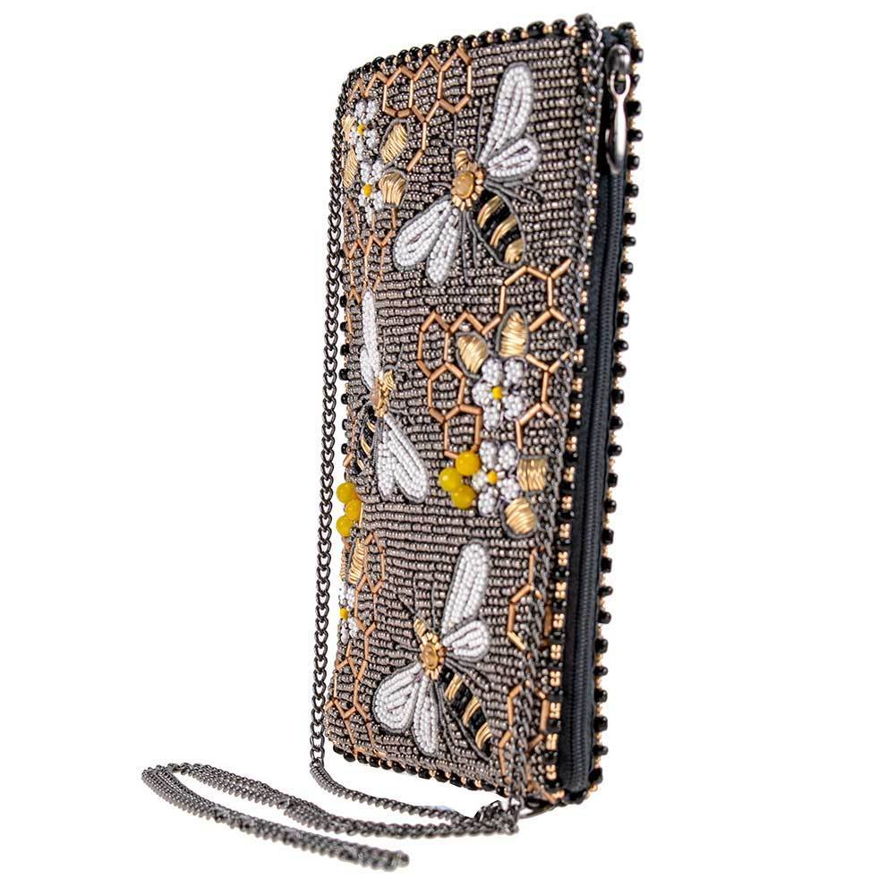 Mary Frances Bee Awesome Beaded Crossbody Phone Bag Purse, Grey - Image 4